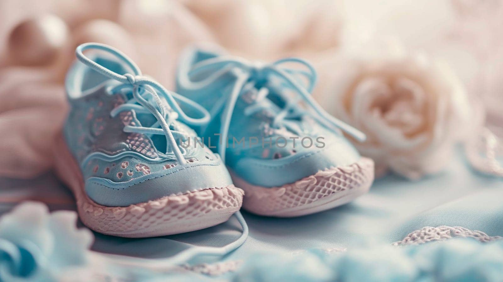 baby booties on a white background. Selective focus. by yanadjana