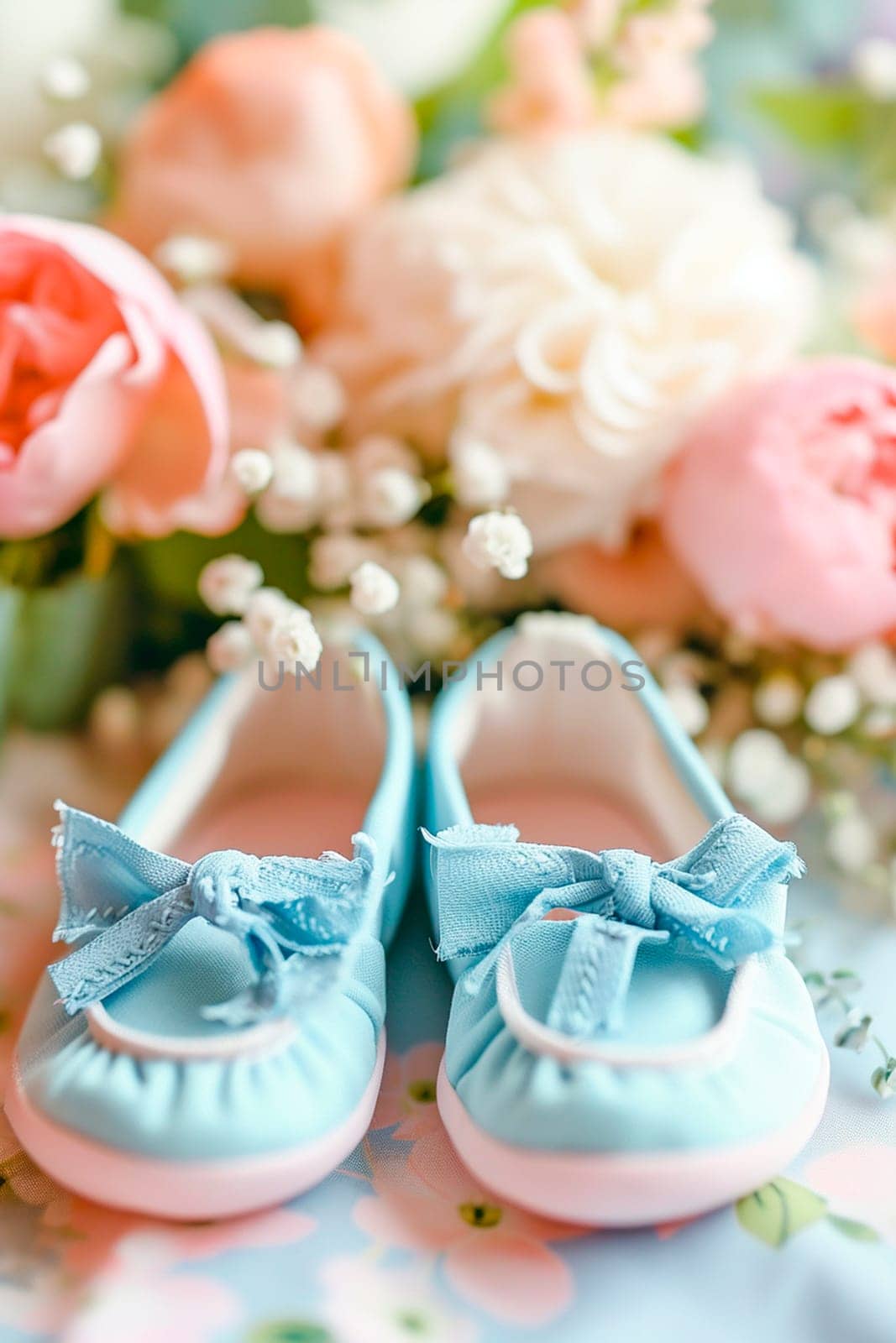 baby booties on a white background. Selective focus. by yanadjana