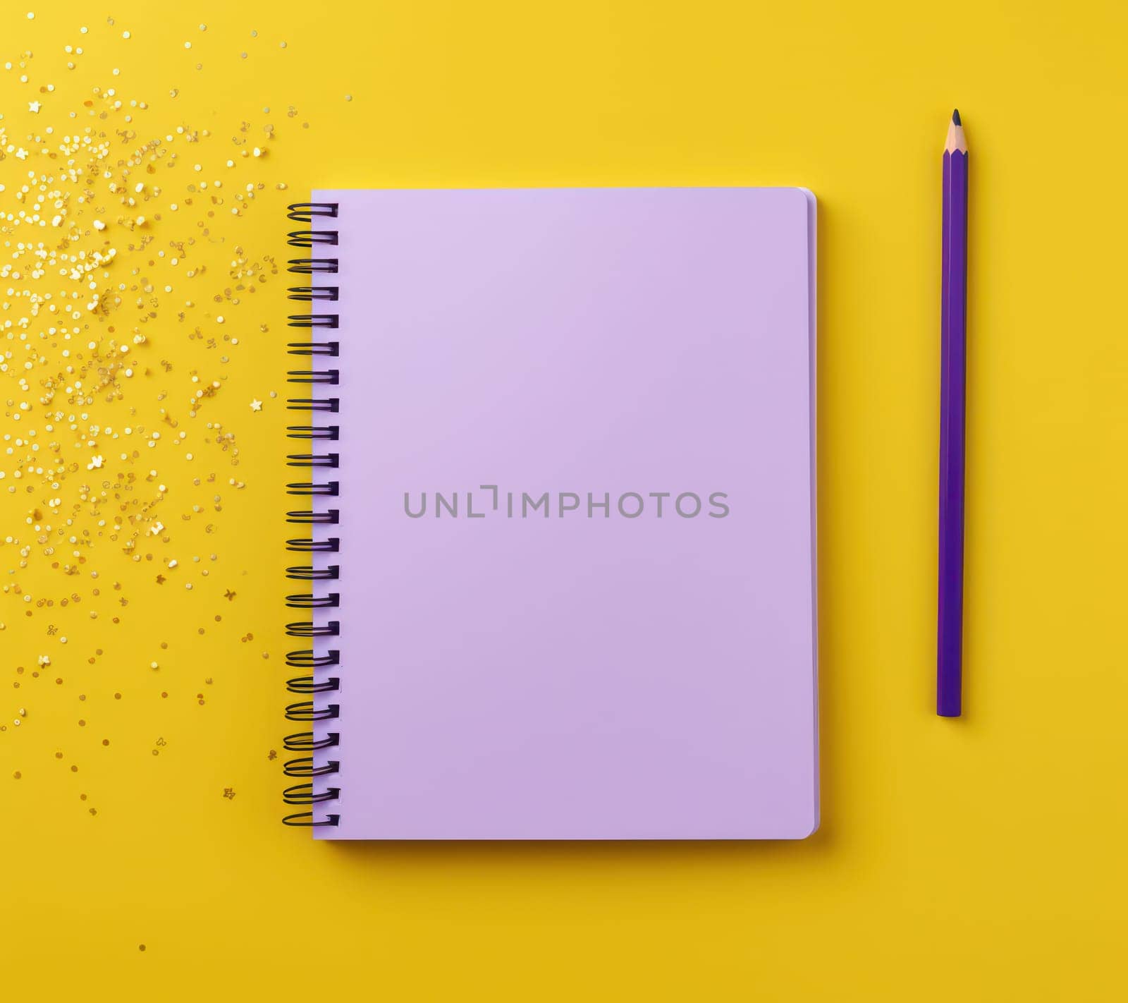 Minimalistic Notepad on Yellow Background: A Bright Workspace for Creative Study and Business Notes