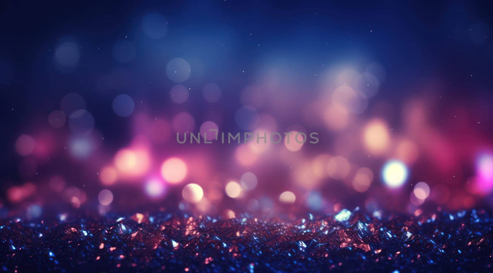 Twinkling Cosmic Lights on Glittering Blue Background: Magical Sparkle in Abstract Bokeh by Vichizh