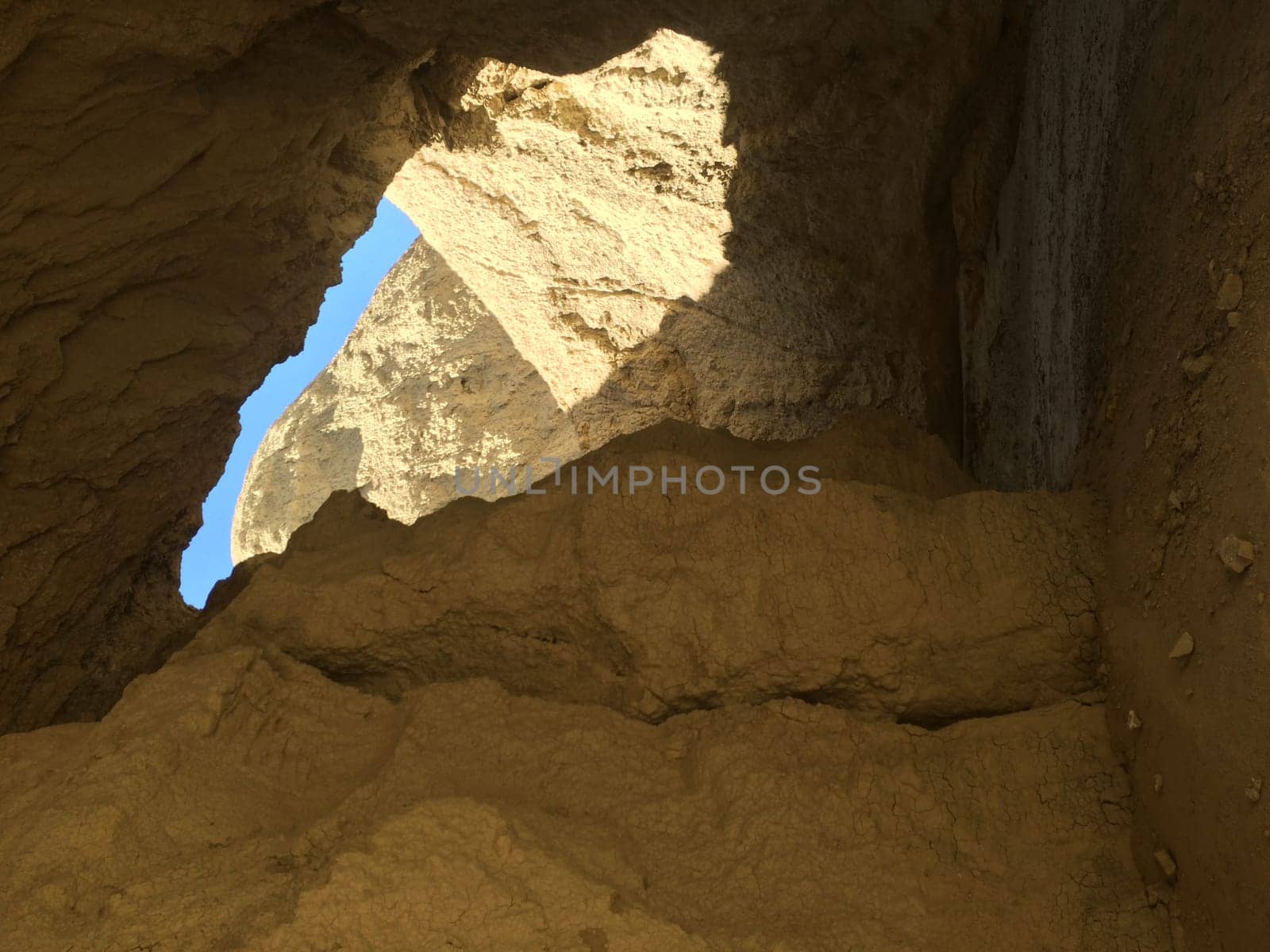 Exploring inside Arroyo Tapiado Mud Caves in Anza Borrego State Park. High quality photo