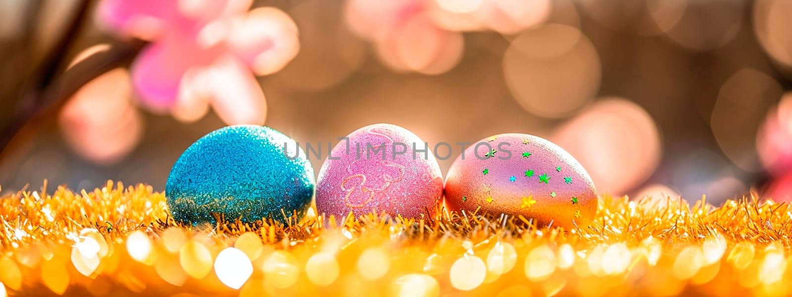 Shiny egg for Easter. Selective focus. Food,
