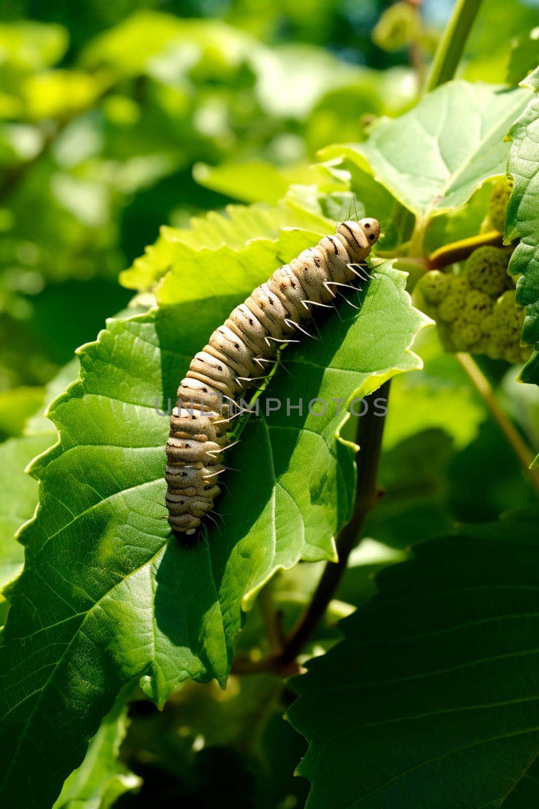 caterpillar on leaves in the garden. Selective focus. nature.