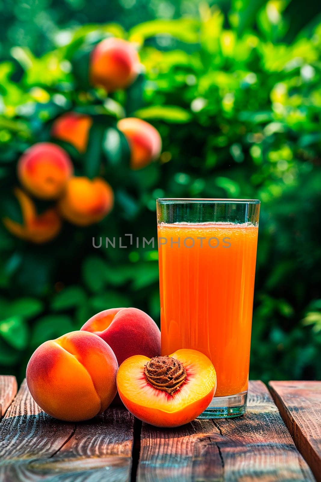 peach juice in a glass. Selective focus. by yanadjana