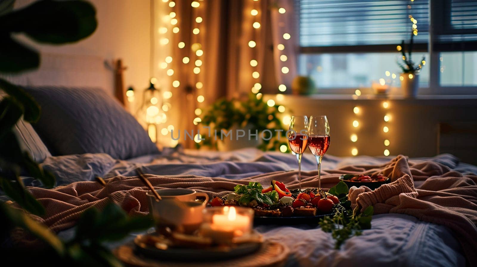 Romantic in a hotel with wine. Selective focus. by yanadjana