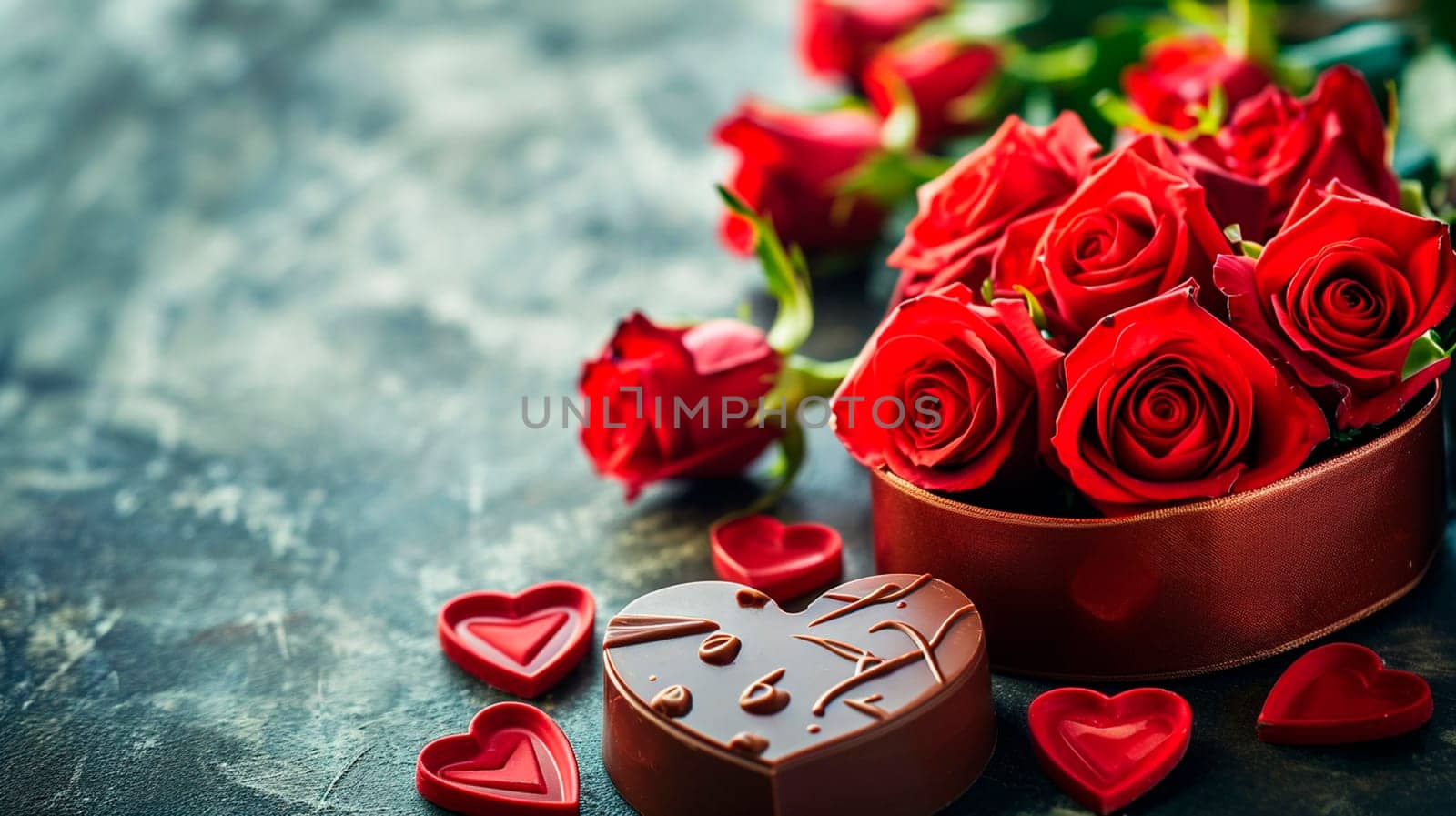 Candy hearts with roses for Valentine's Day. Selective focus. by yanadjana