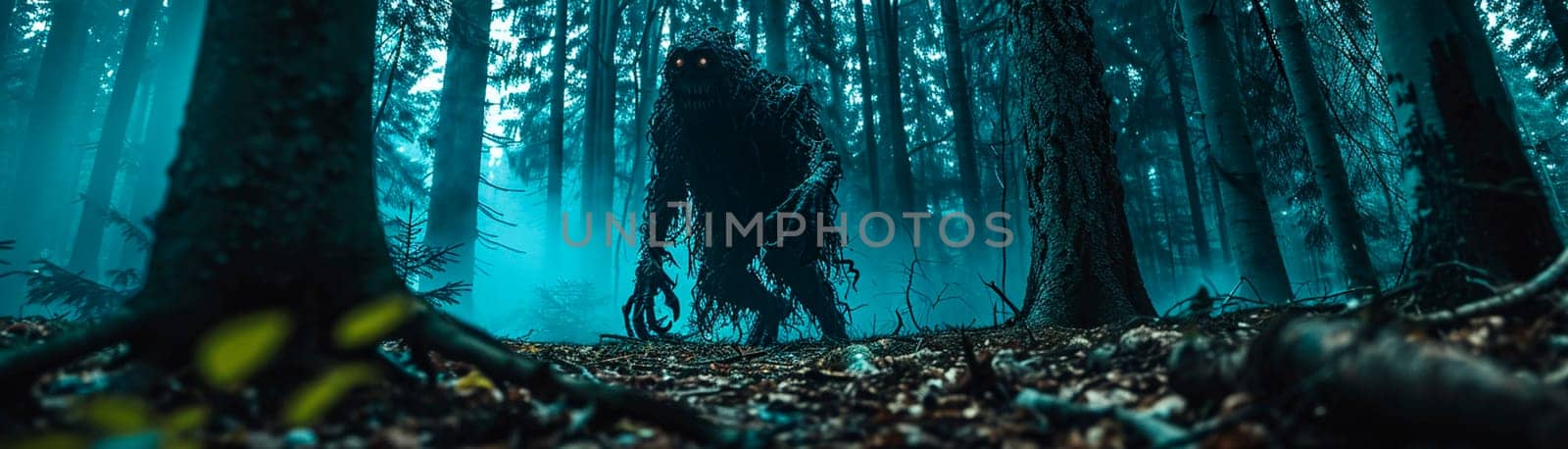 Scary monster in the forest. Selective focus. by yanadjana