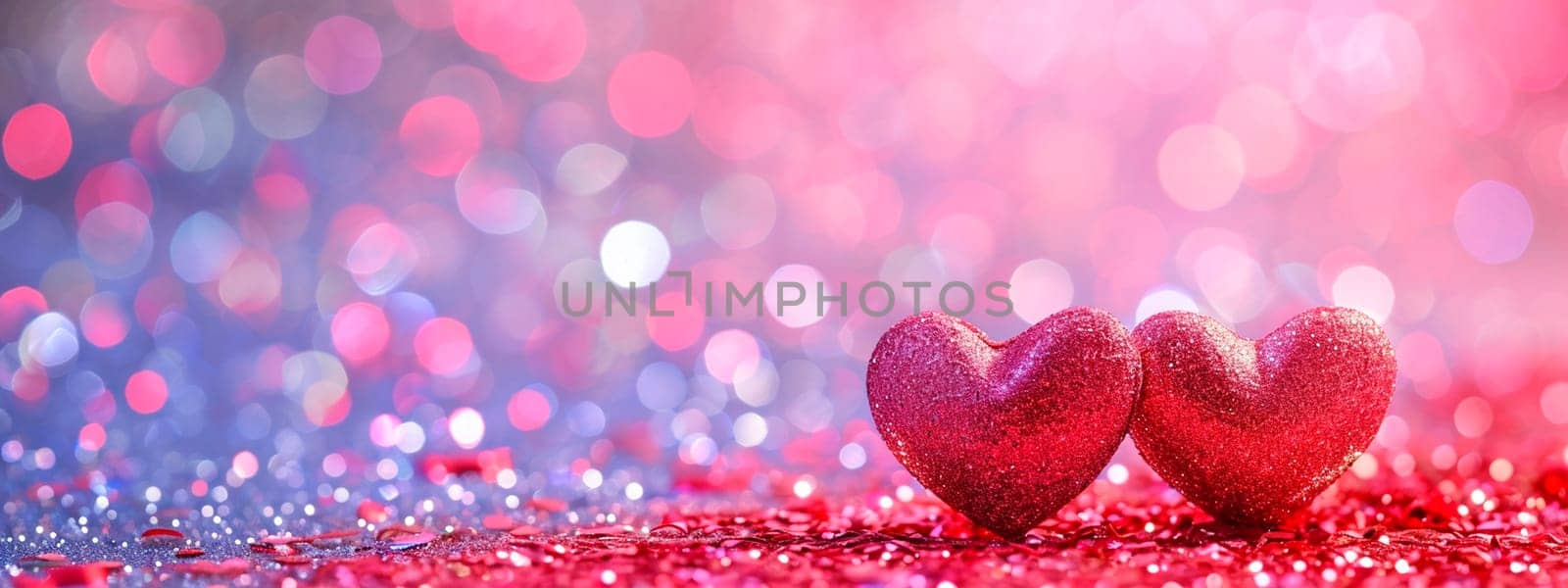 Hearts on a shiny background for Valentine's Day. Selective focus. by yanadjana