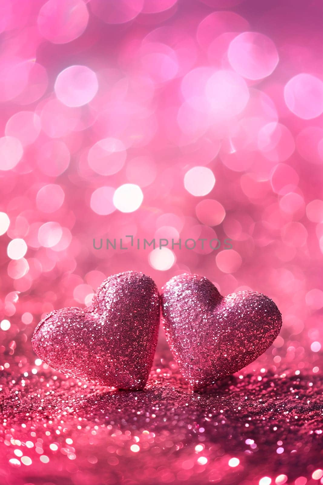 Hearts on a shiny background for Valentine's Day. Selective focus. by yanadjana