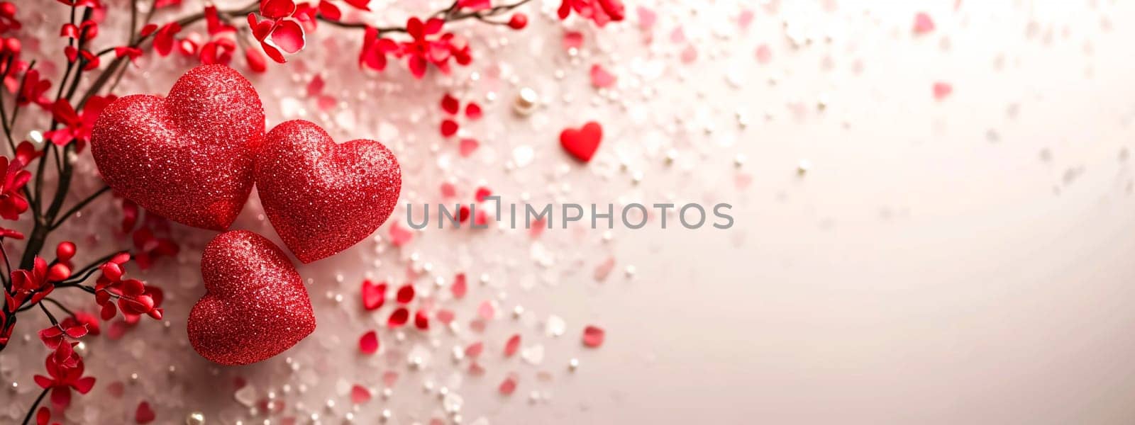 Hearts on a shiny background for Valentine's Day. Selective focus. Holiday.