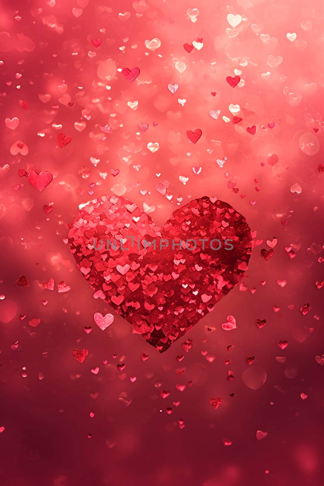 Hearts on a shiny background for Valentine's Day. Selective focus. by yanadjana