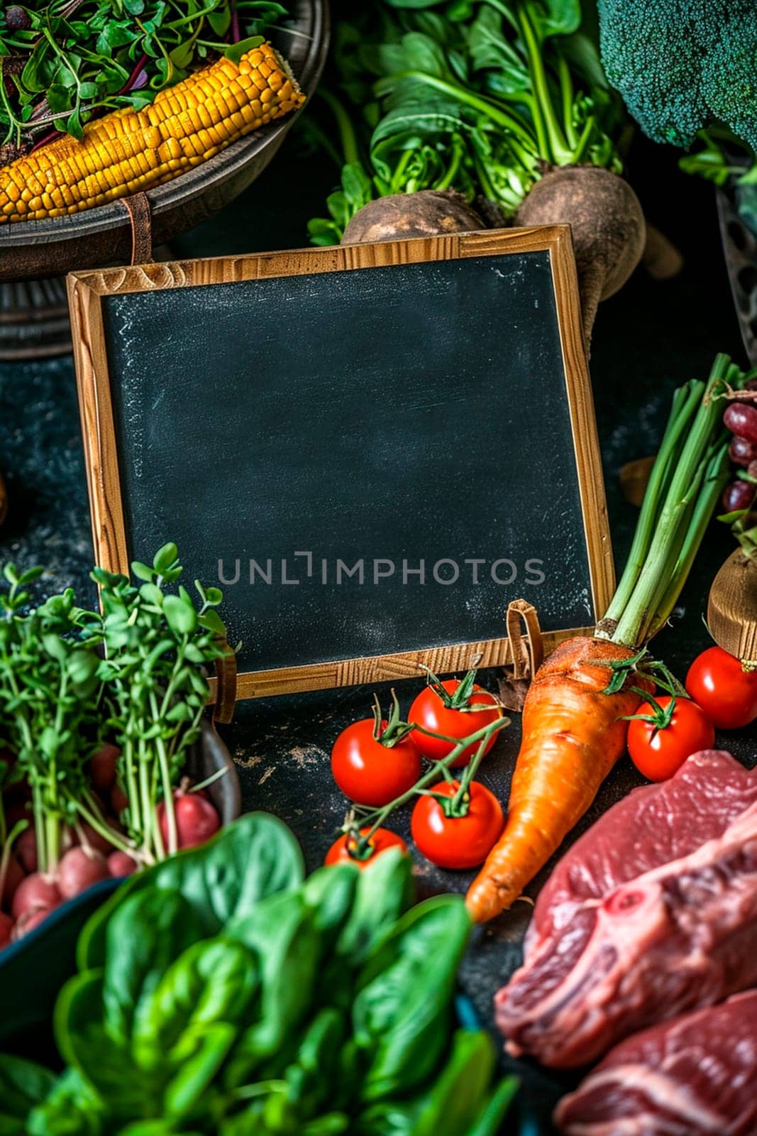 Vegetables at the market place for text. Selective focus. by yanadjana