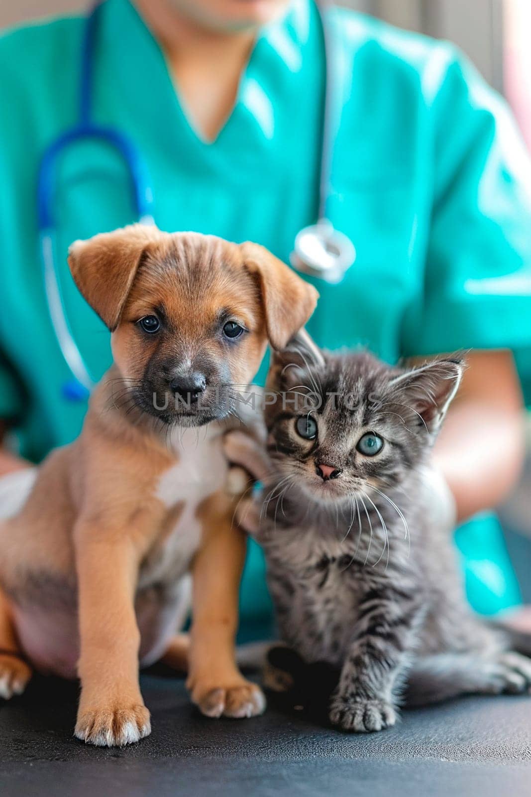 A veterinarian treats animals in a clinic. Selective focus. by yanadjana