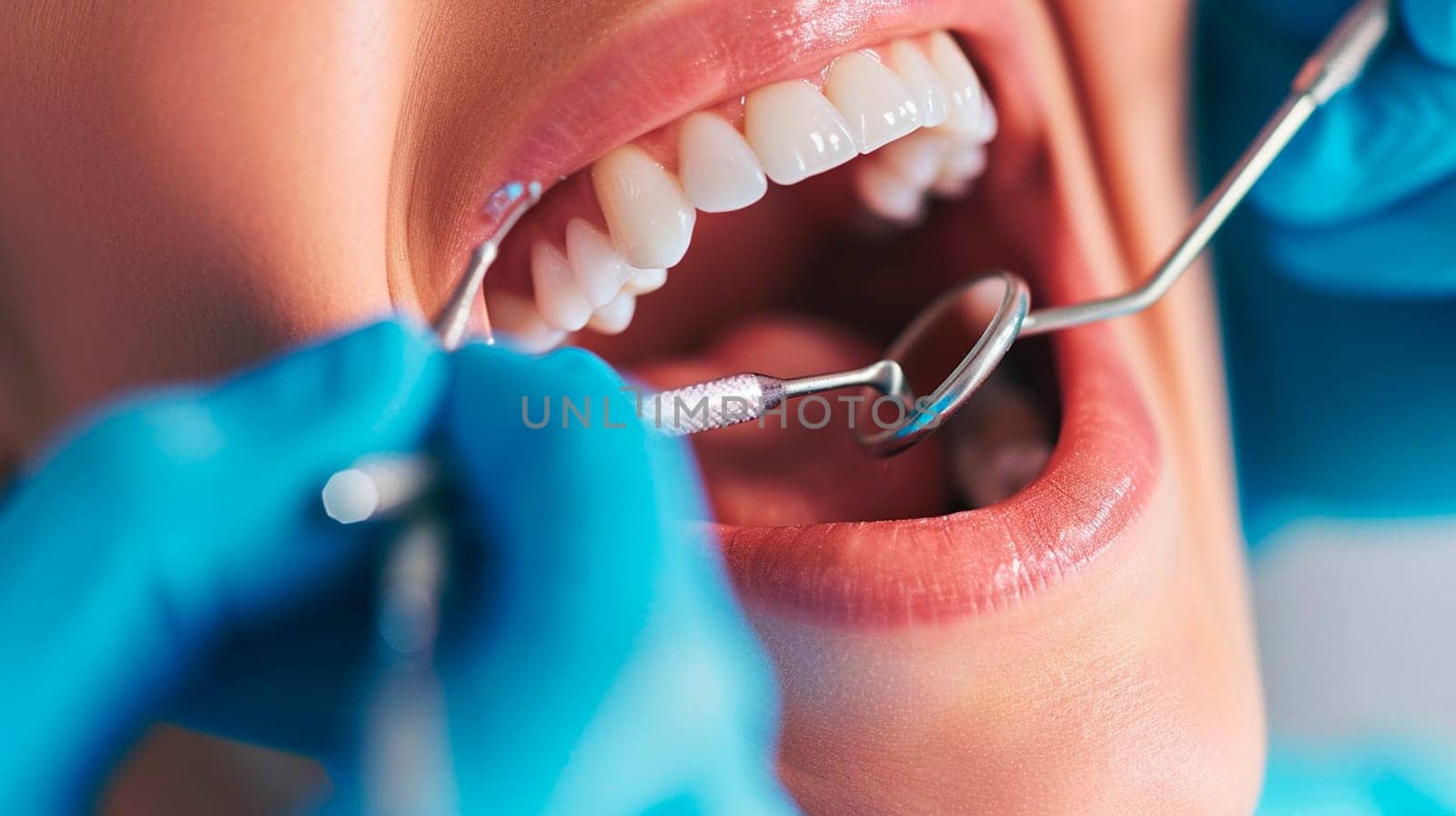 The dentist looks at the patient's teeth. Selective focus. by yanadjana