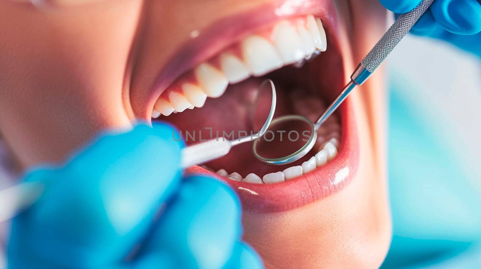 The dentist looks at the patient's teeth. Selective focus. by yanadjana