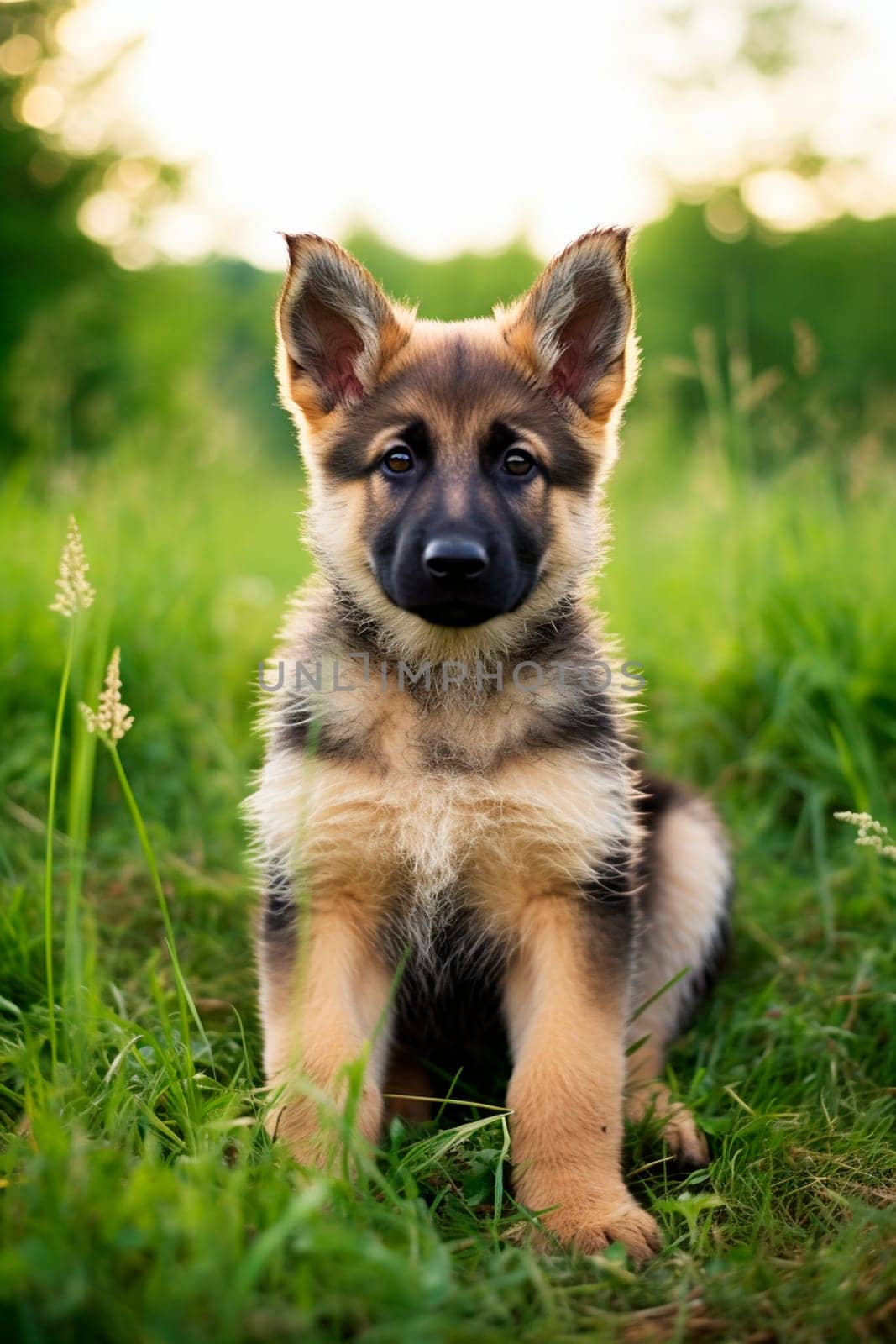 puppy in a field in nature. Selective focus. by yanadjana