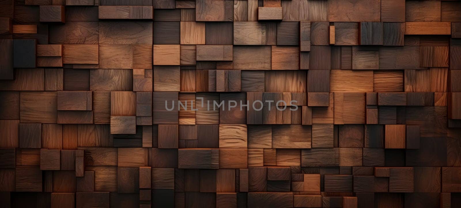 Close-up of an assortment of wooden blocks creating a textured wall, suitable for backgrounds or patterns.