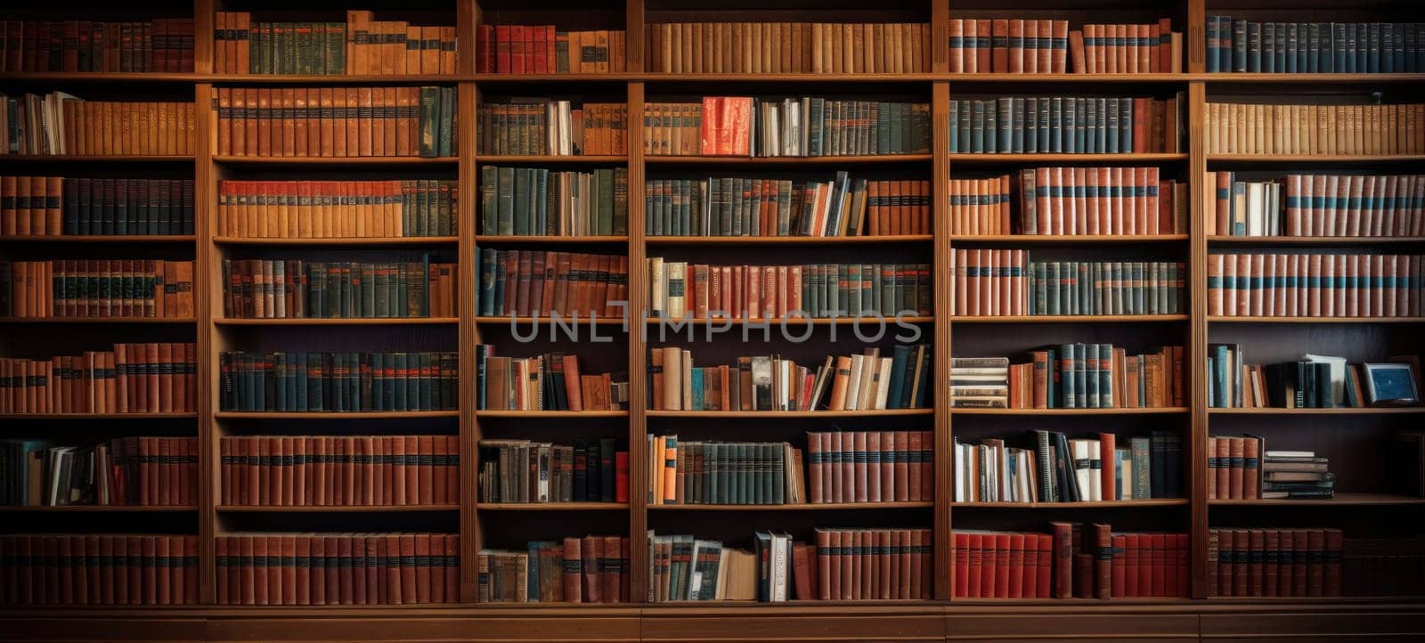 Classic Library Bookshelf Full of Books by andreyz