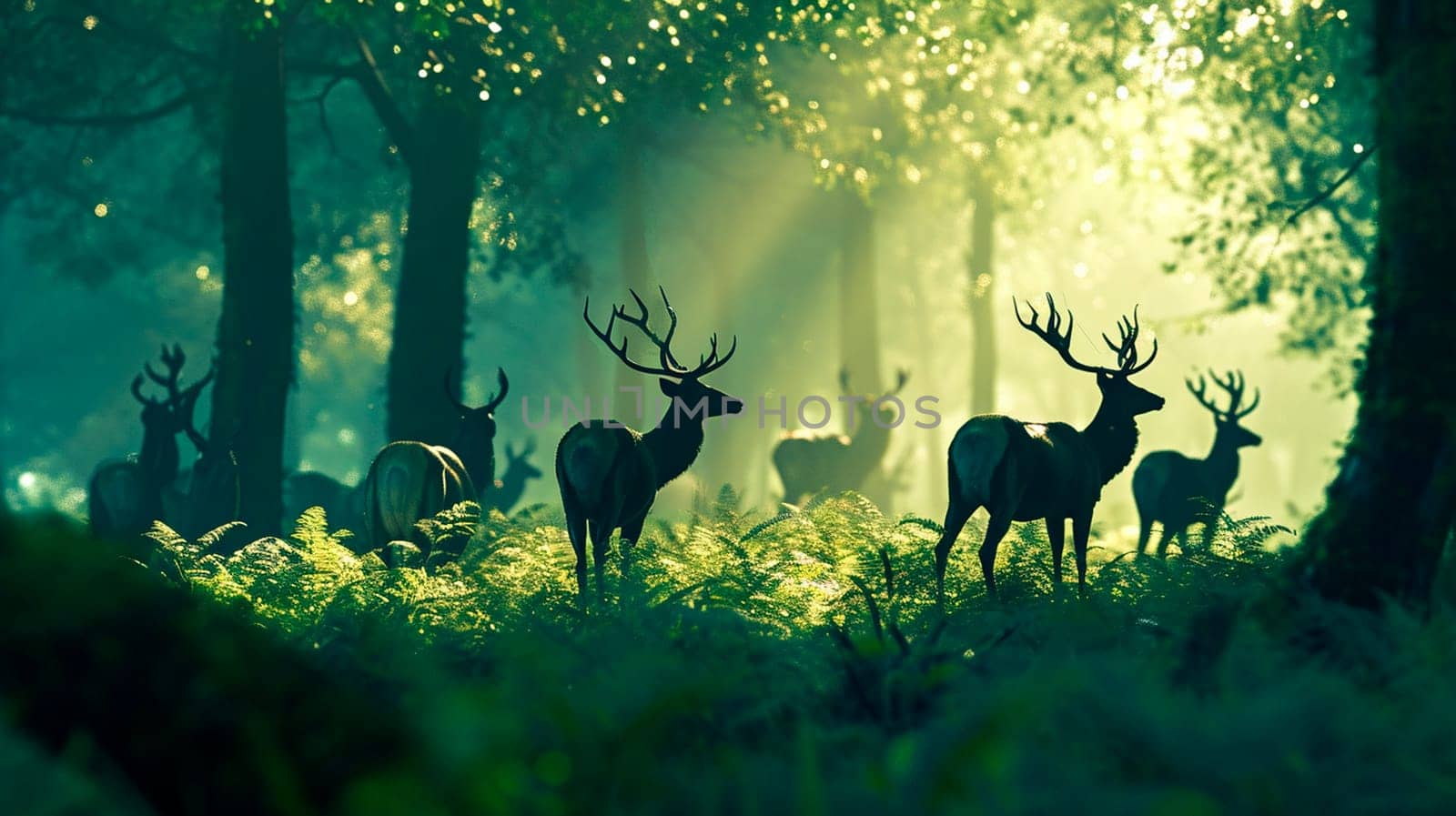 a flock of deer in the wild. Selective focus. by yanadjana