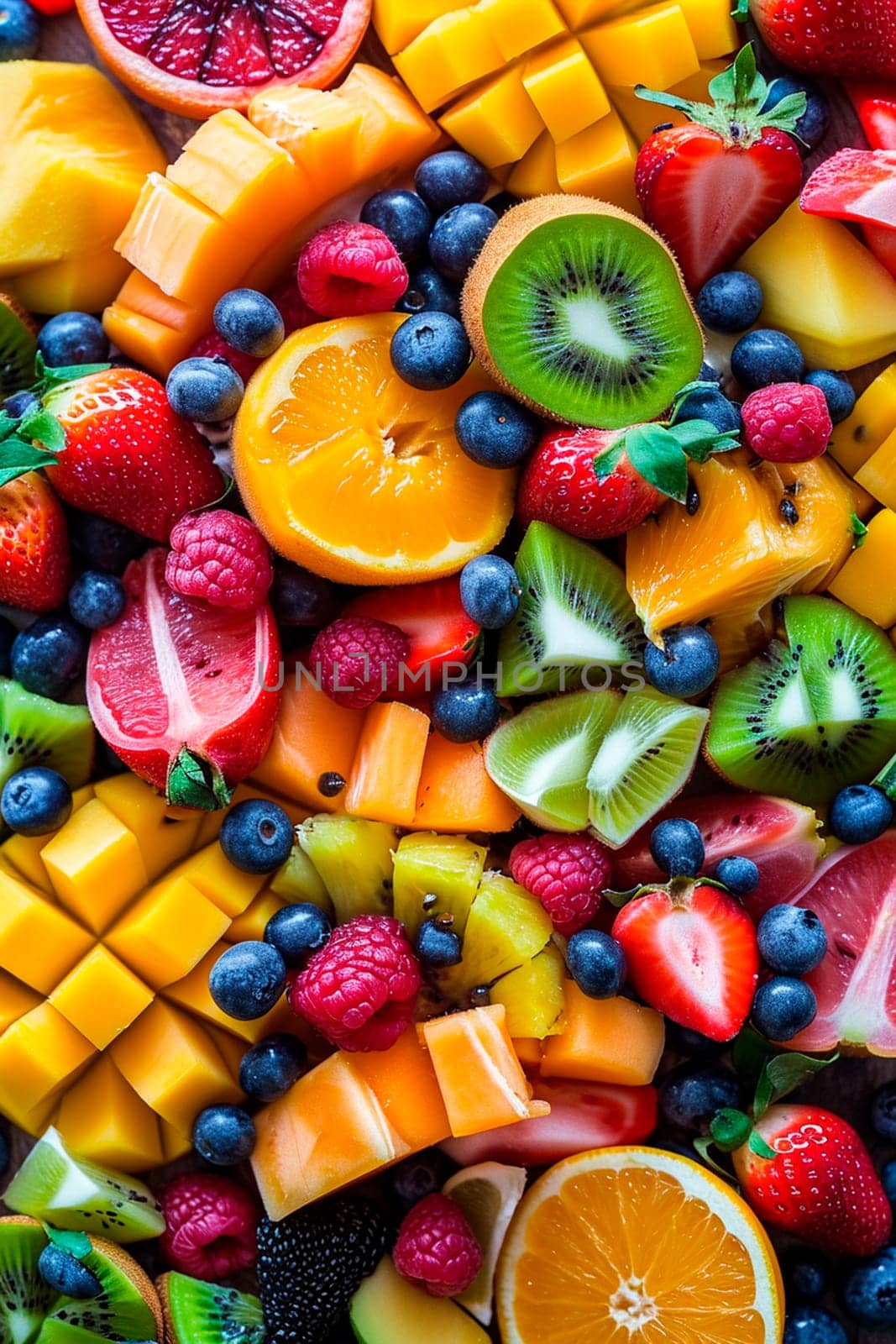 fruit salad close up. Selective focus. by yanadjana