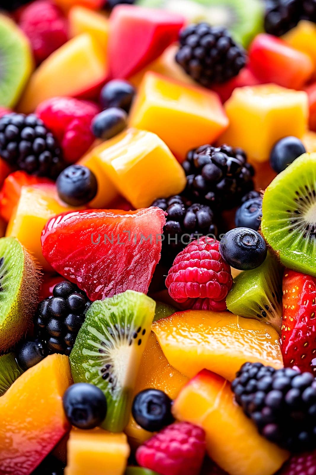 fruit salad close up. Selective focus. by yanadjana