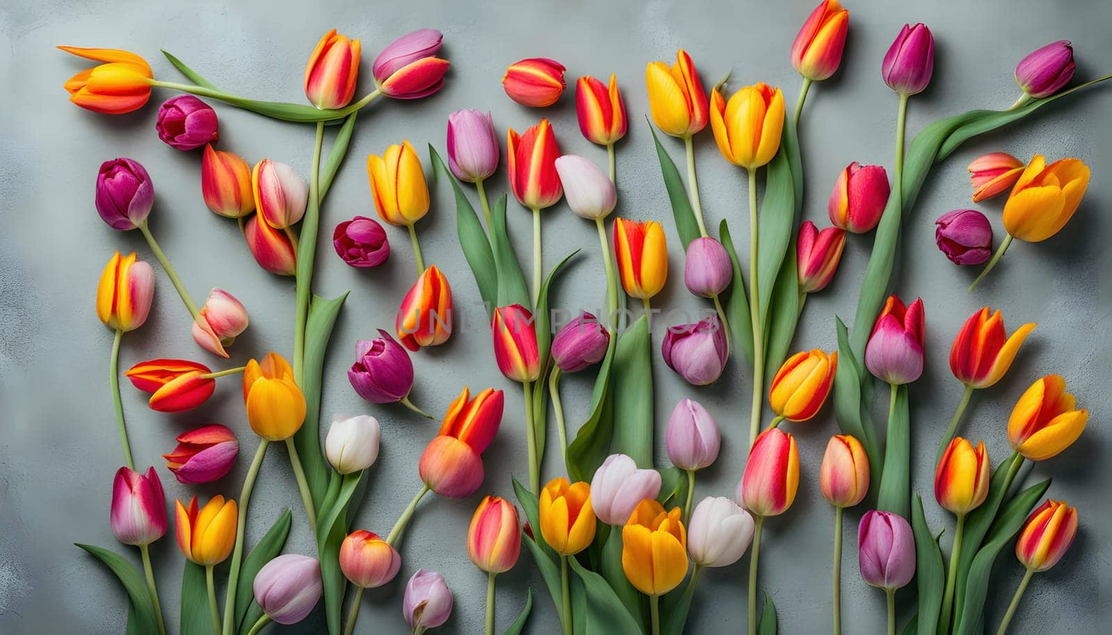 Assorted Tulips Arranged on Textured Background by rostik924