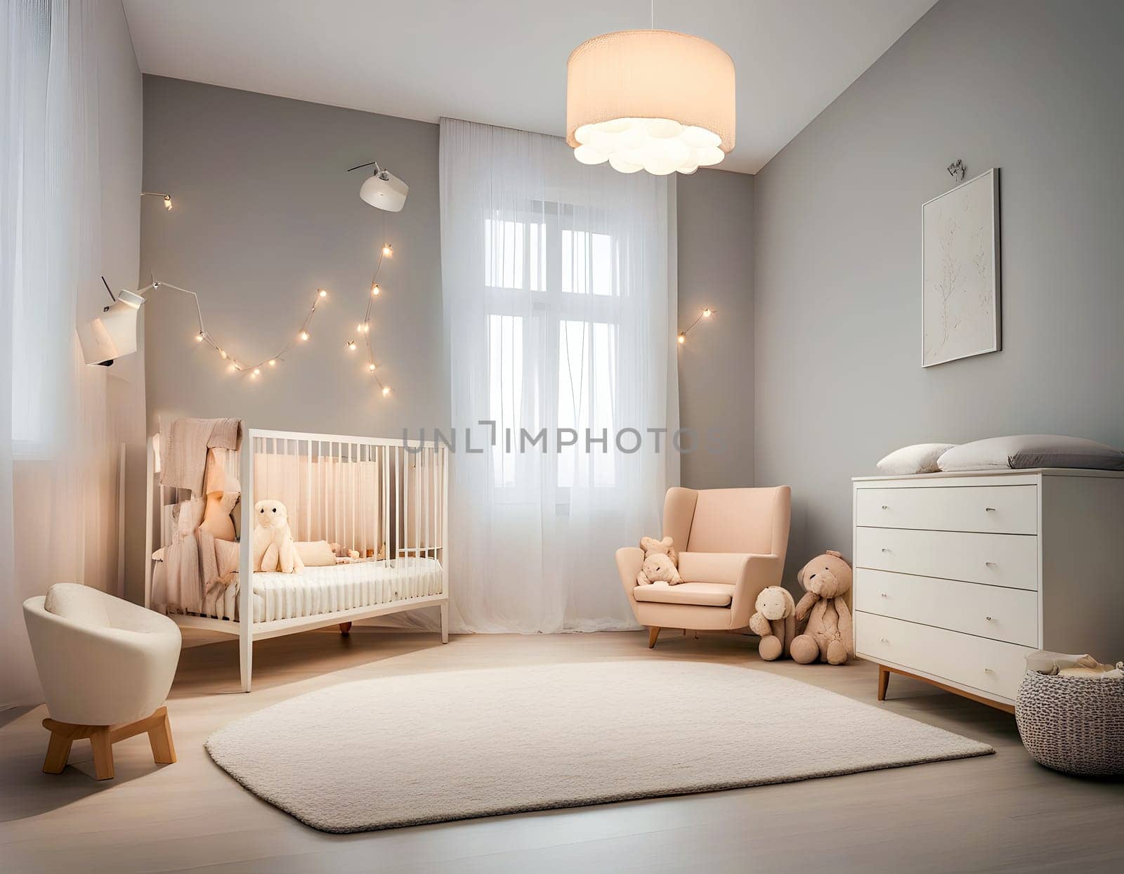Cozy and Modern Baby Nursery Room Interior Created by artificial intelligence
