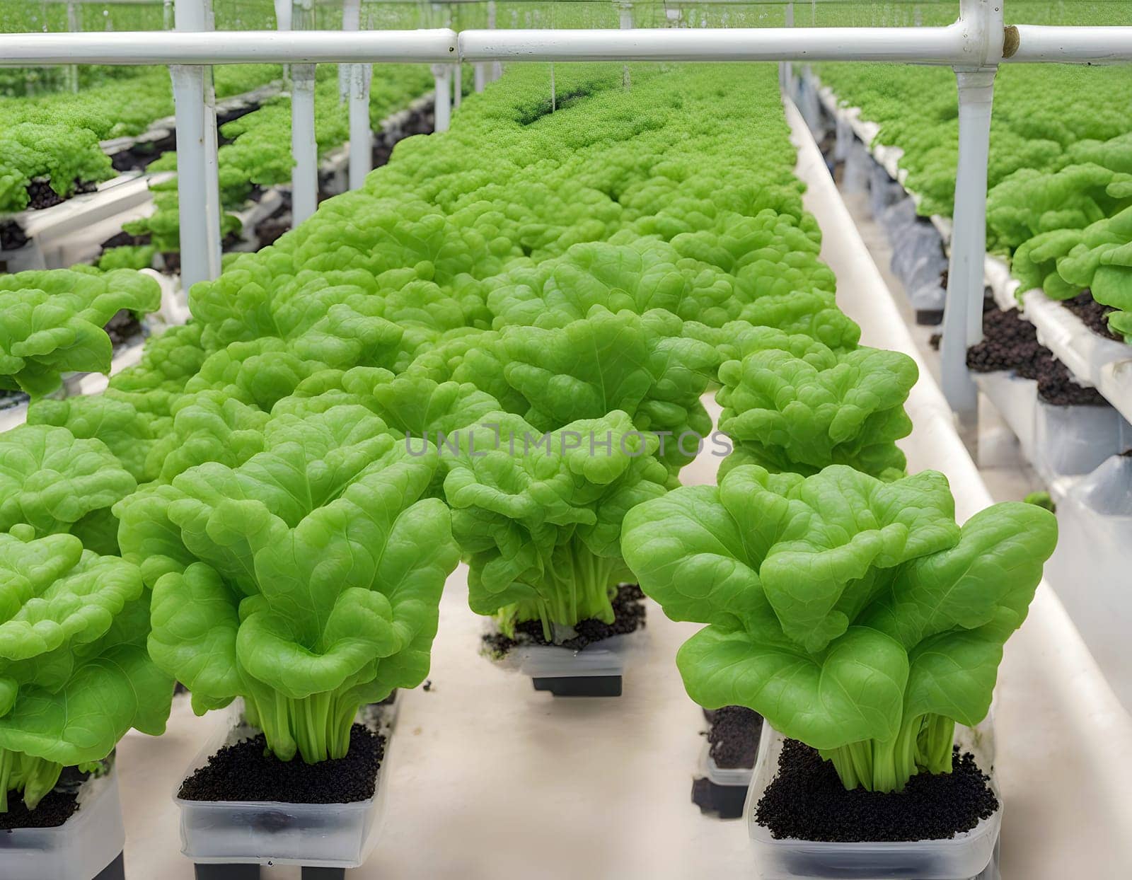 Hydroponic Lettuce Cultivation in a Greenhouse by rostik924