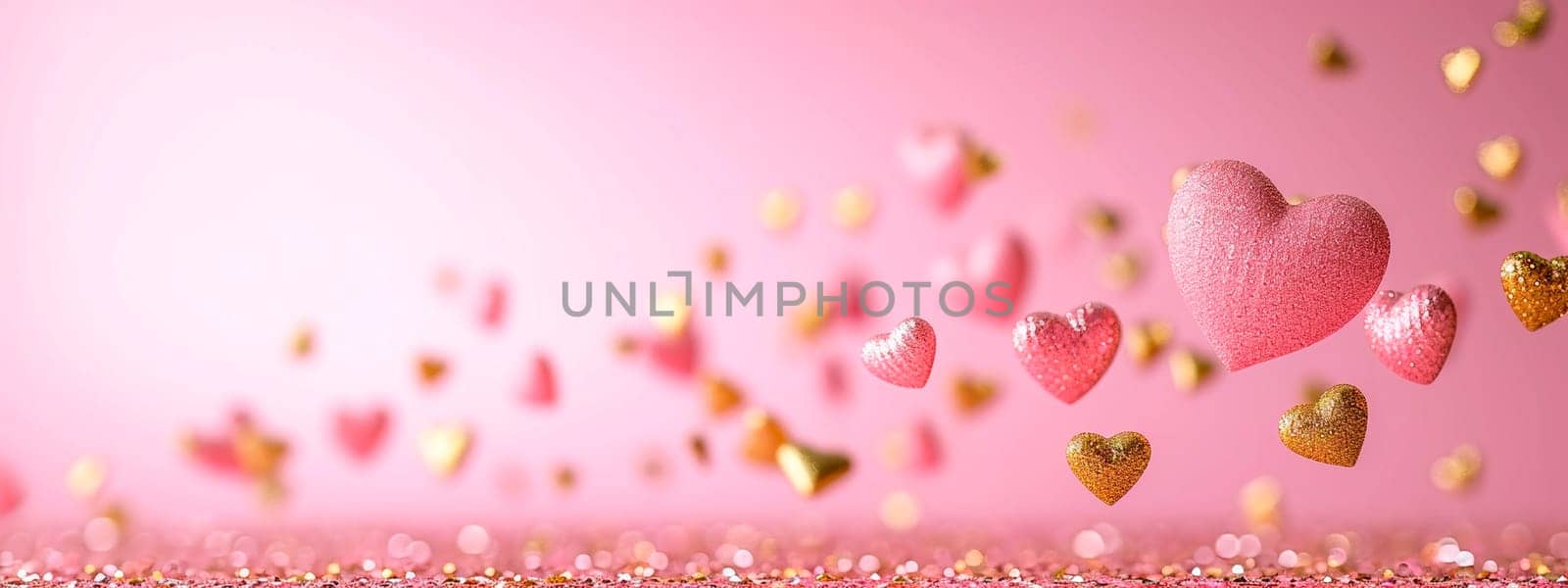 hearts for valentine's day on a pink background. Selective focus. by yanadjana