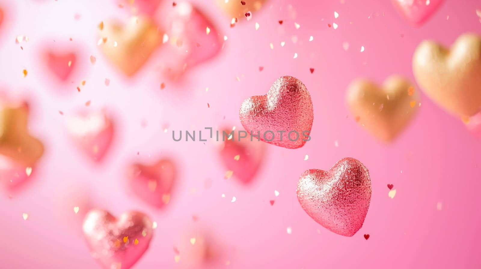 hearts for valentine's day on a pink background. Selective focus. by yanadjana