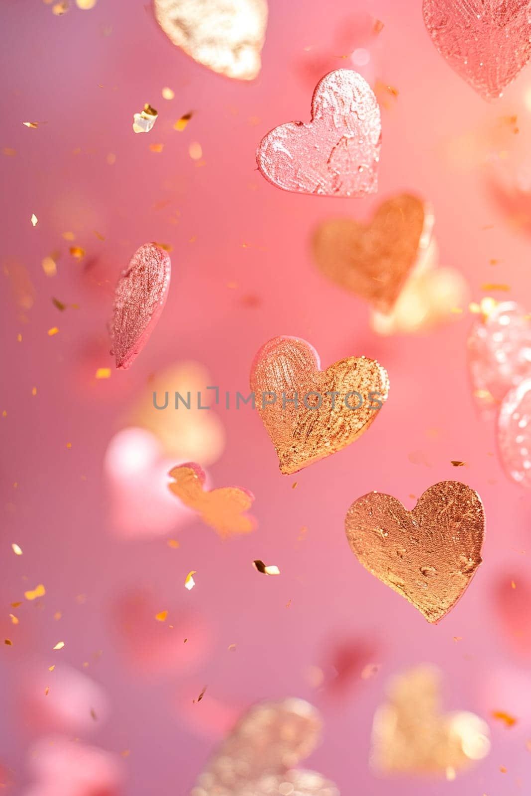 hearts for valentine's day on a pink background. Selective focus. by yanadjana