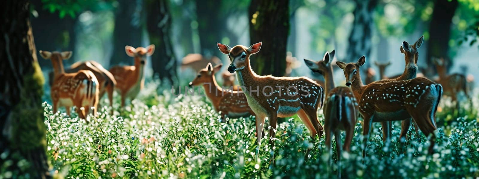 a flock of deer in the wild. Selective focus. animal.