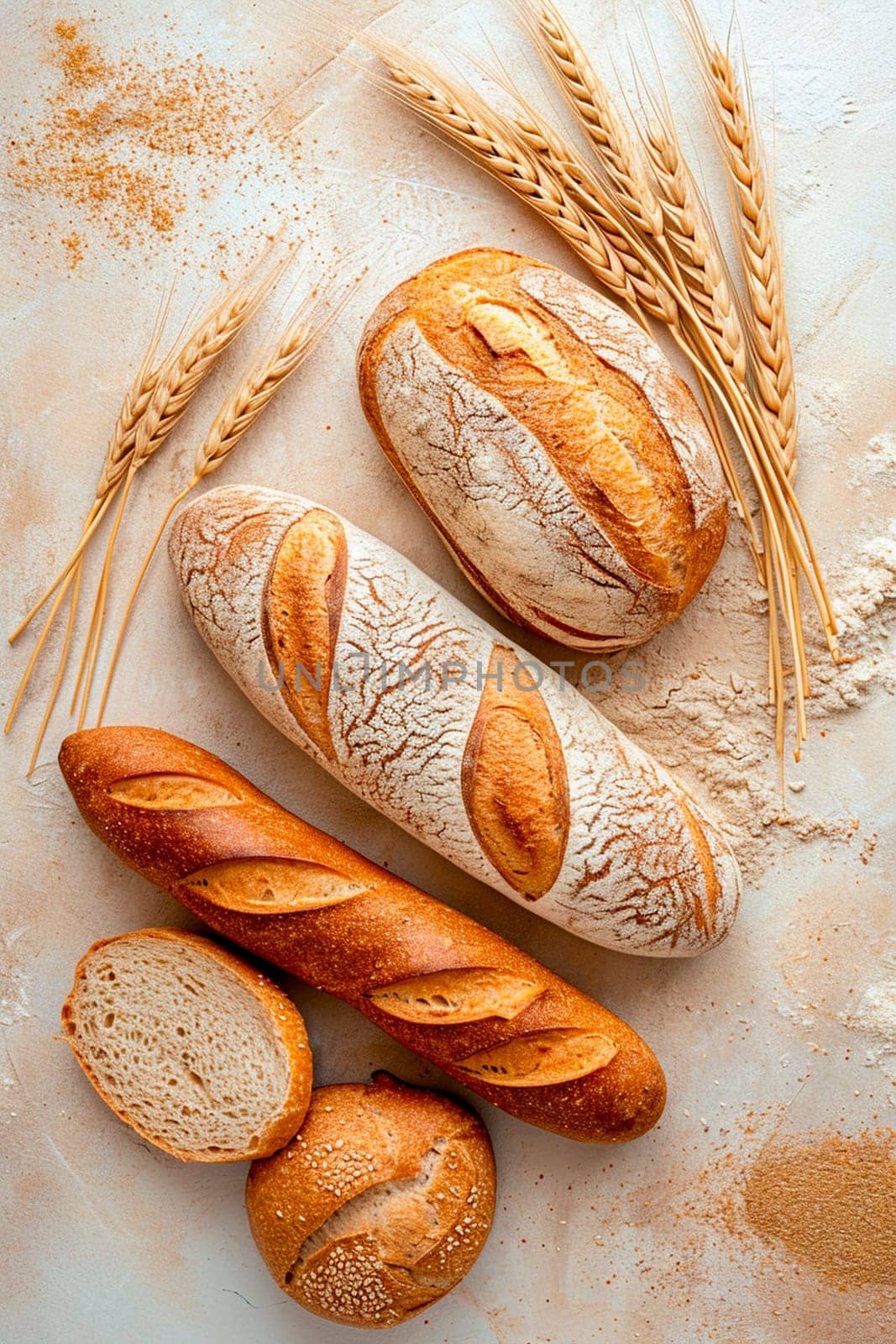 white bread and ears of corn are aliens. Selective focus. food.