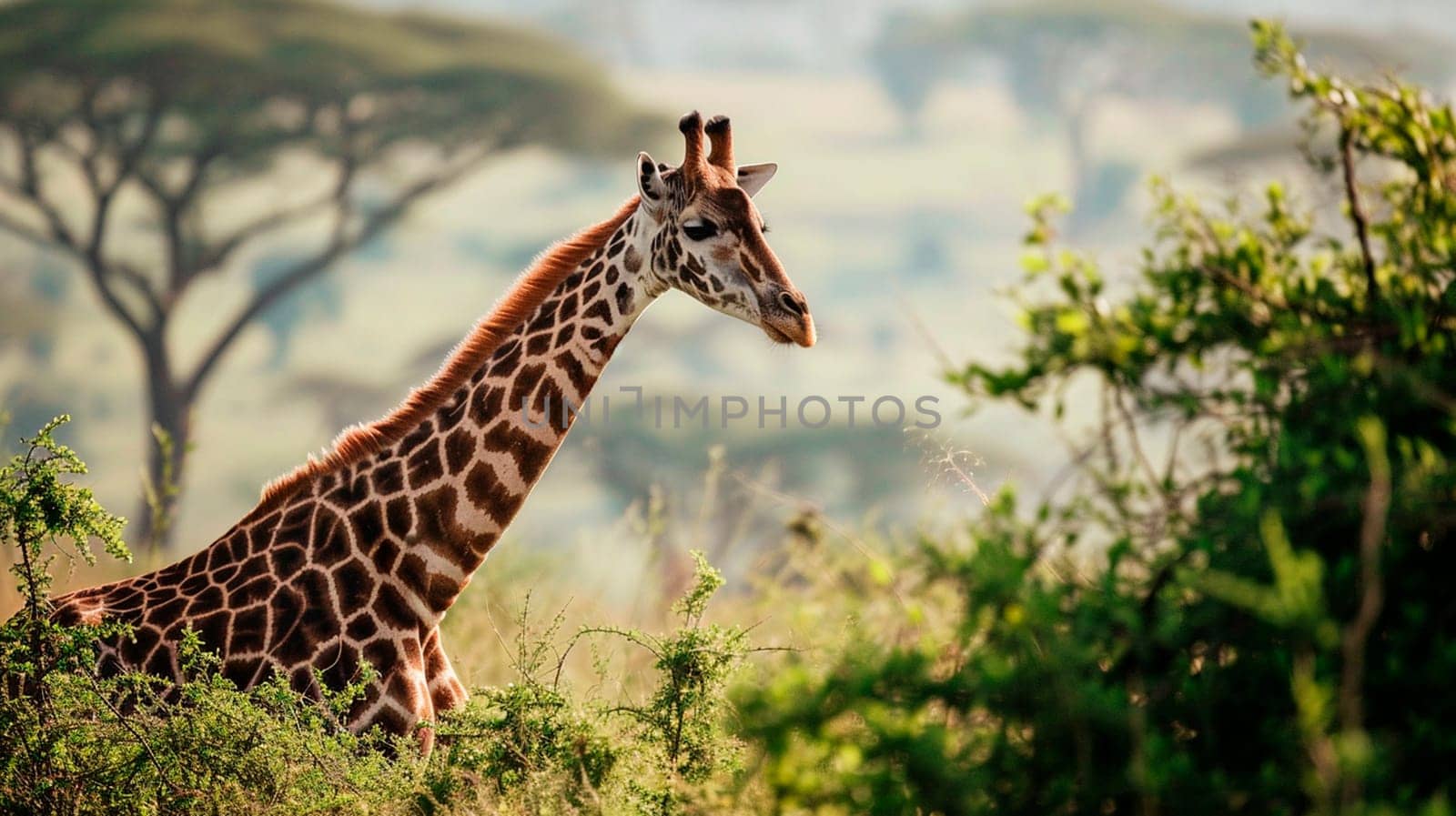 portrait of a giraffe in the wild. Selective focus. by yanadjana