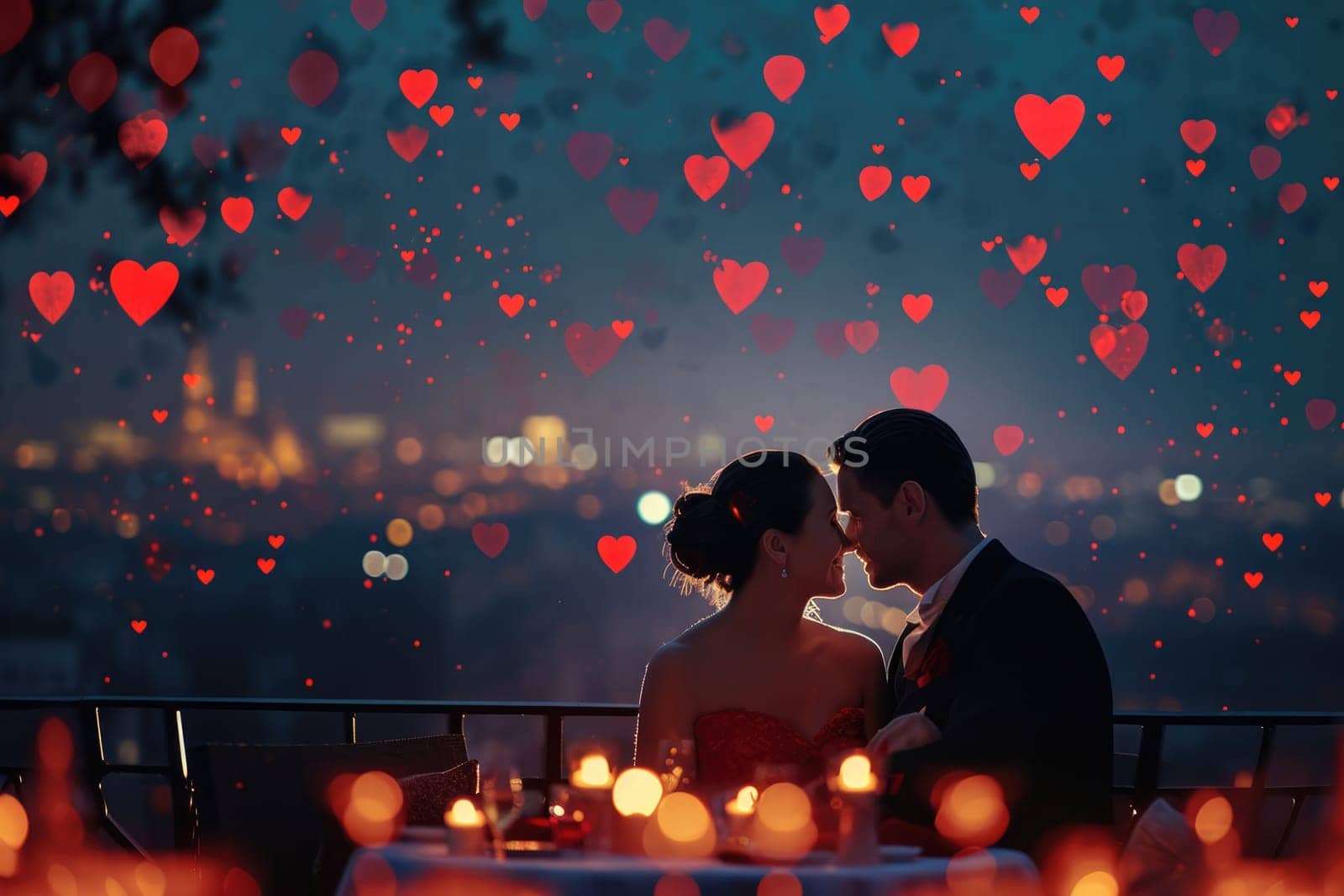 couple in valentines day night at romantic restaurant celebrating love pragma by biancoblue