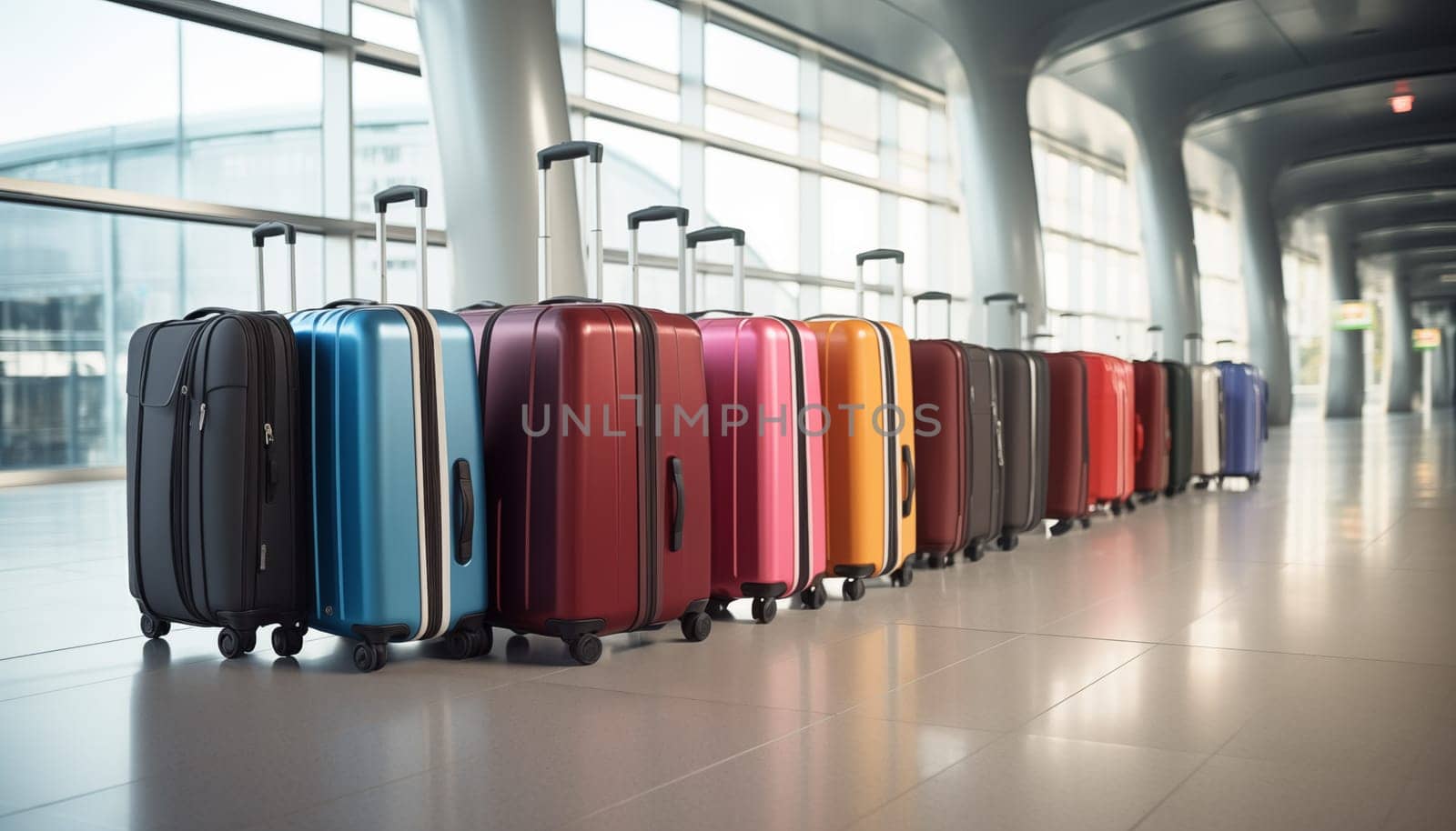 The concept of tourism and travel. Suitcases at the airport. High quality illustration