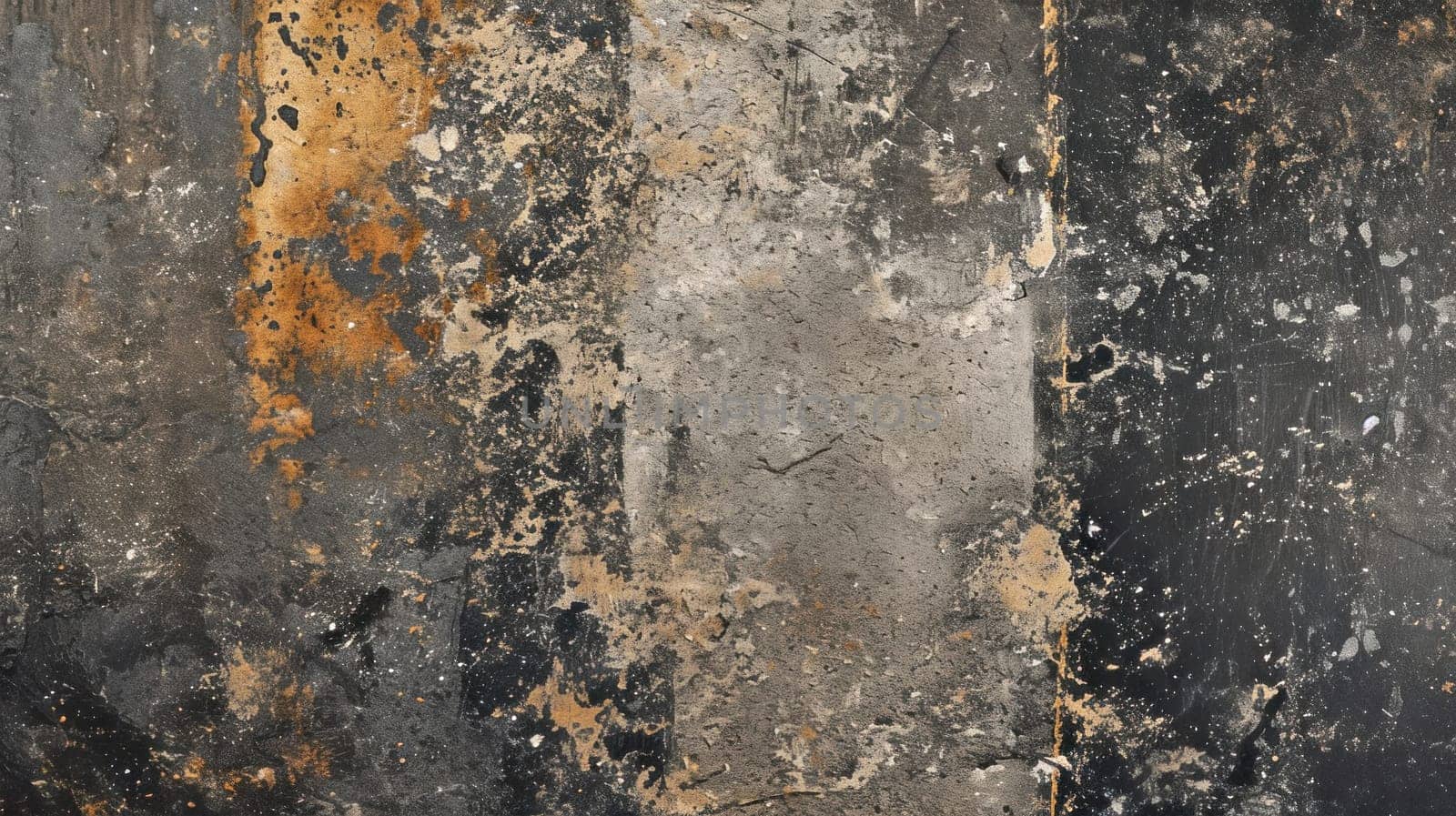 Aged grunge wall with rust accents. Created using AI generated technology and image editing software.