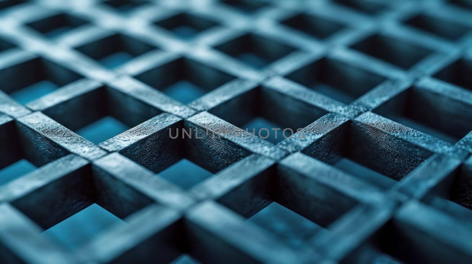 Blue grid texture. Copy space. Created using AI generated technology and image editing software.