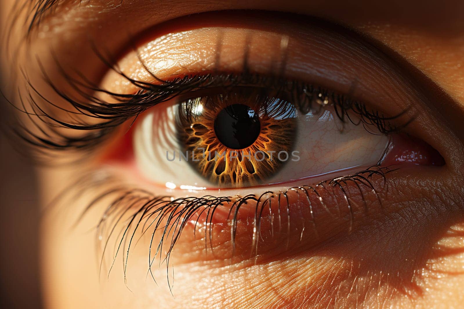 Beautiful female eye with long eyelashes close-up.