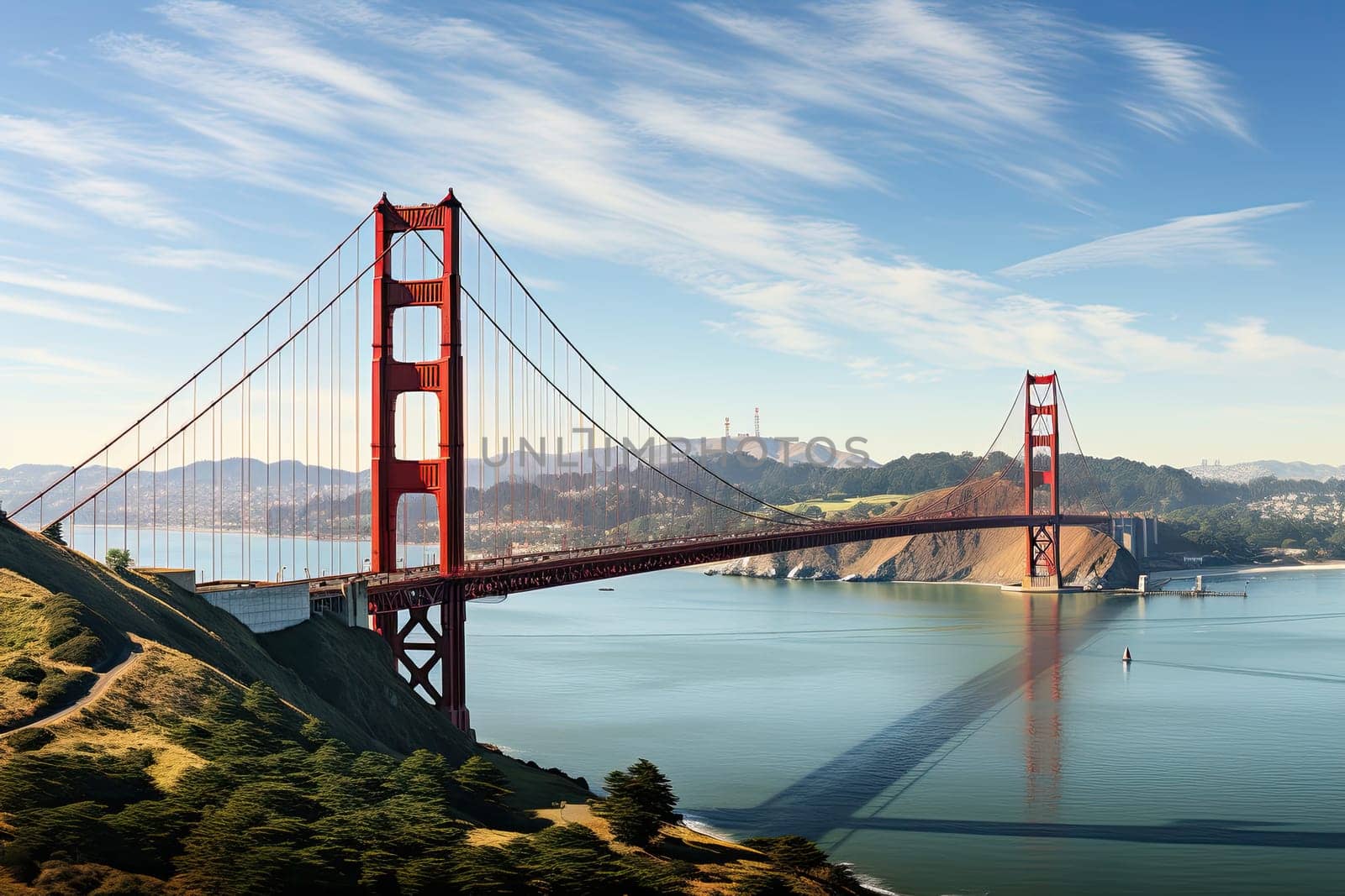 Golden Gate Bridge in San Francisco or Brooklyn bridge, USA. The big,  by AnatoliiFoto