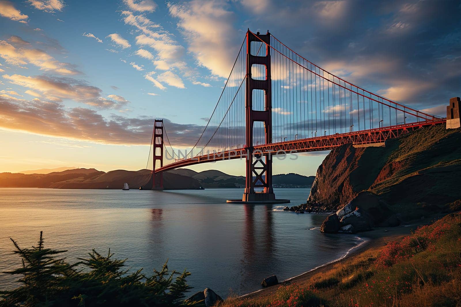 Golden Gate Bridge in San Francisco or Brooklyn bridge, USA. The big,  by AnatoliiFoto