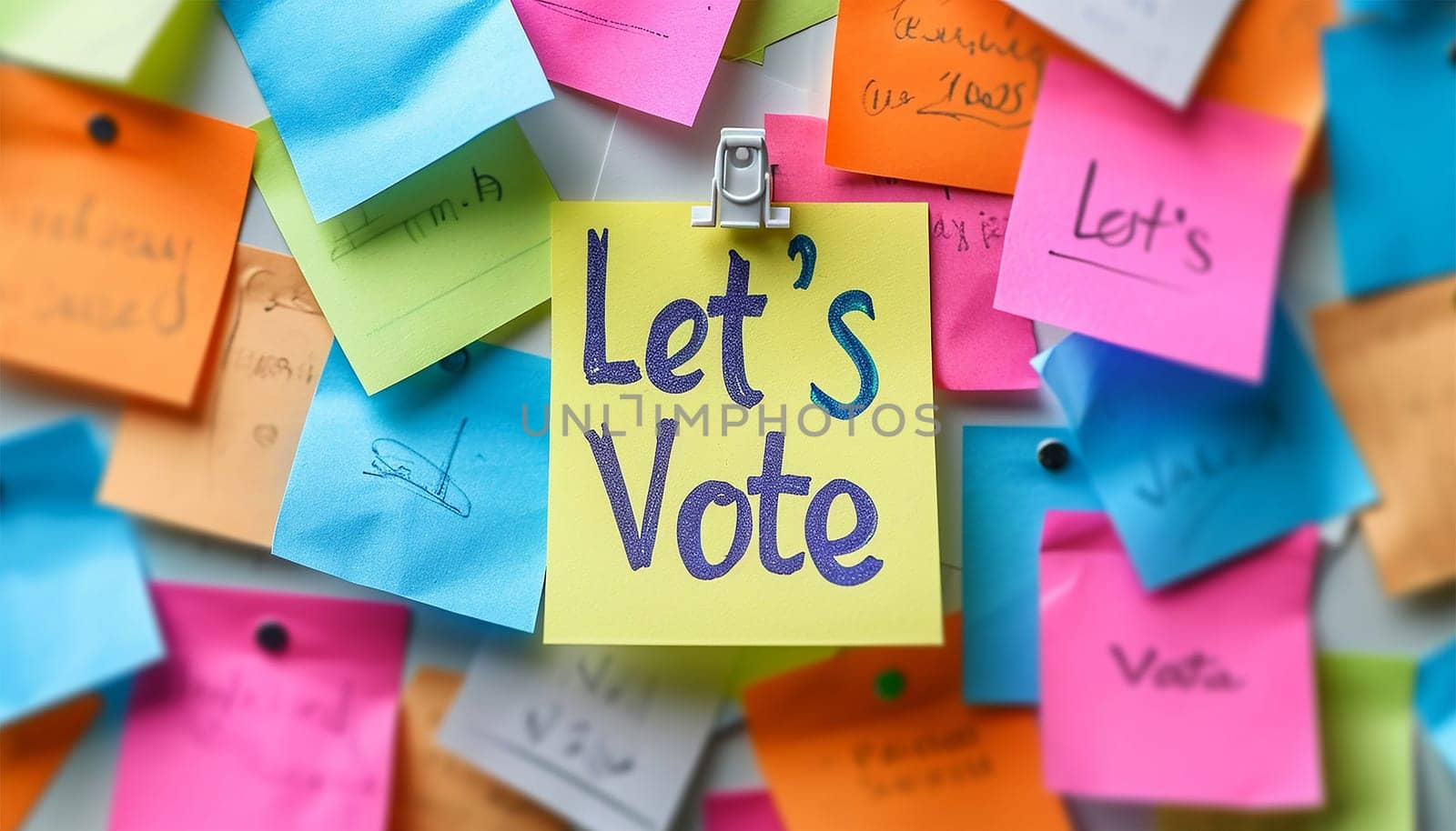 Text "Let's vote" Flat presidential election and democracy political president, governor, or parliament member with election and referendum freedom to hand wood vote copy space