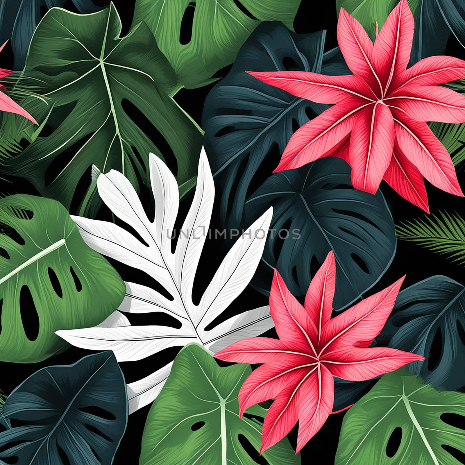 Tropical Leaves in Dark Tone