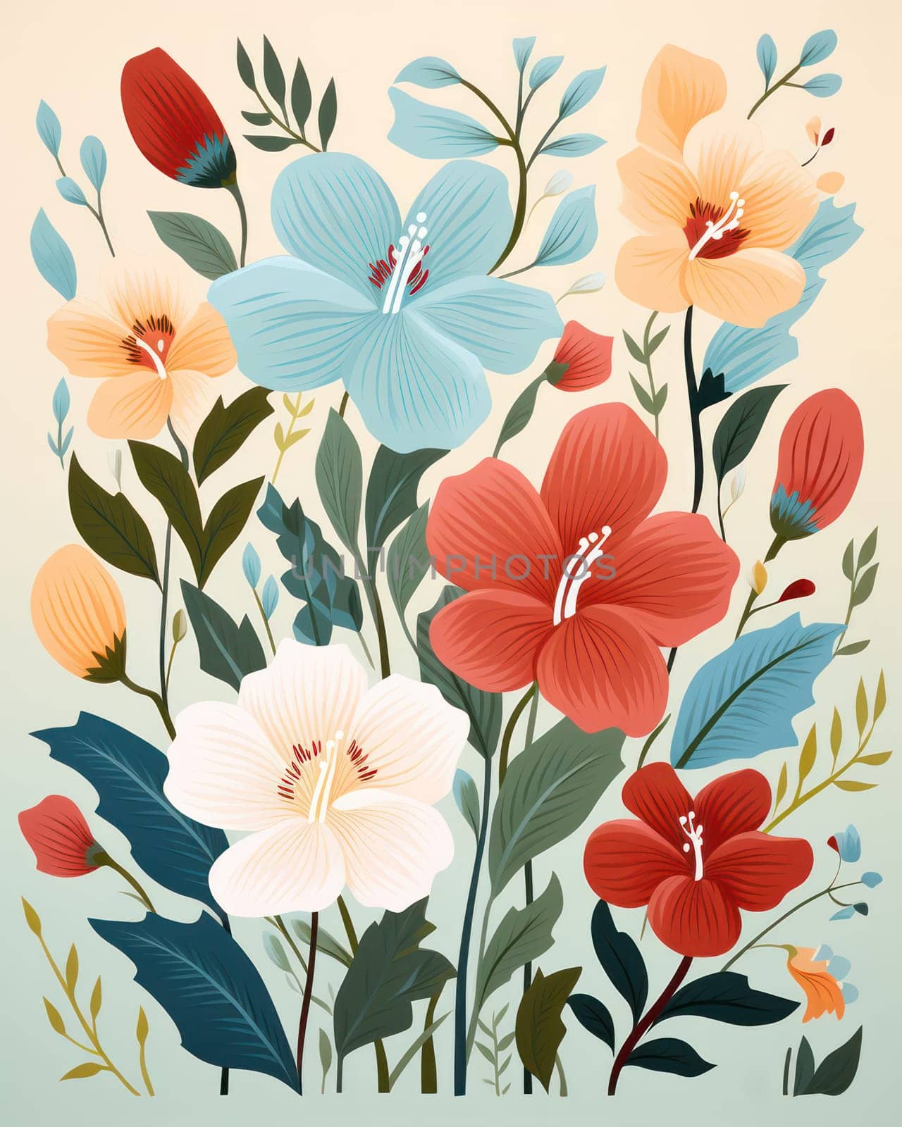 Floral Bliss: a Delicate Fusion of Nature and Elegance on Seamless Wallpaper by Vichizh