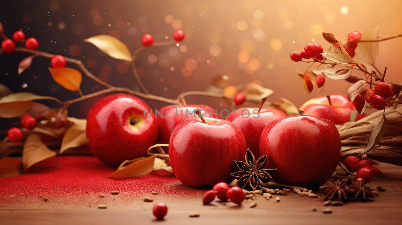 Ripe, Organic Red Apple on Wooden Background: Freshness and Deliciousness in Autumn Harvest