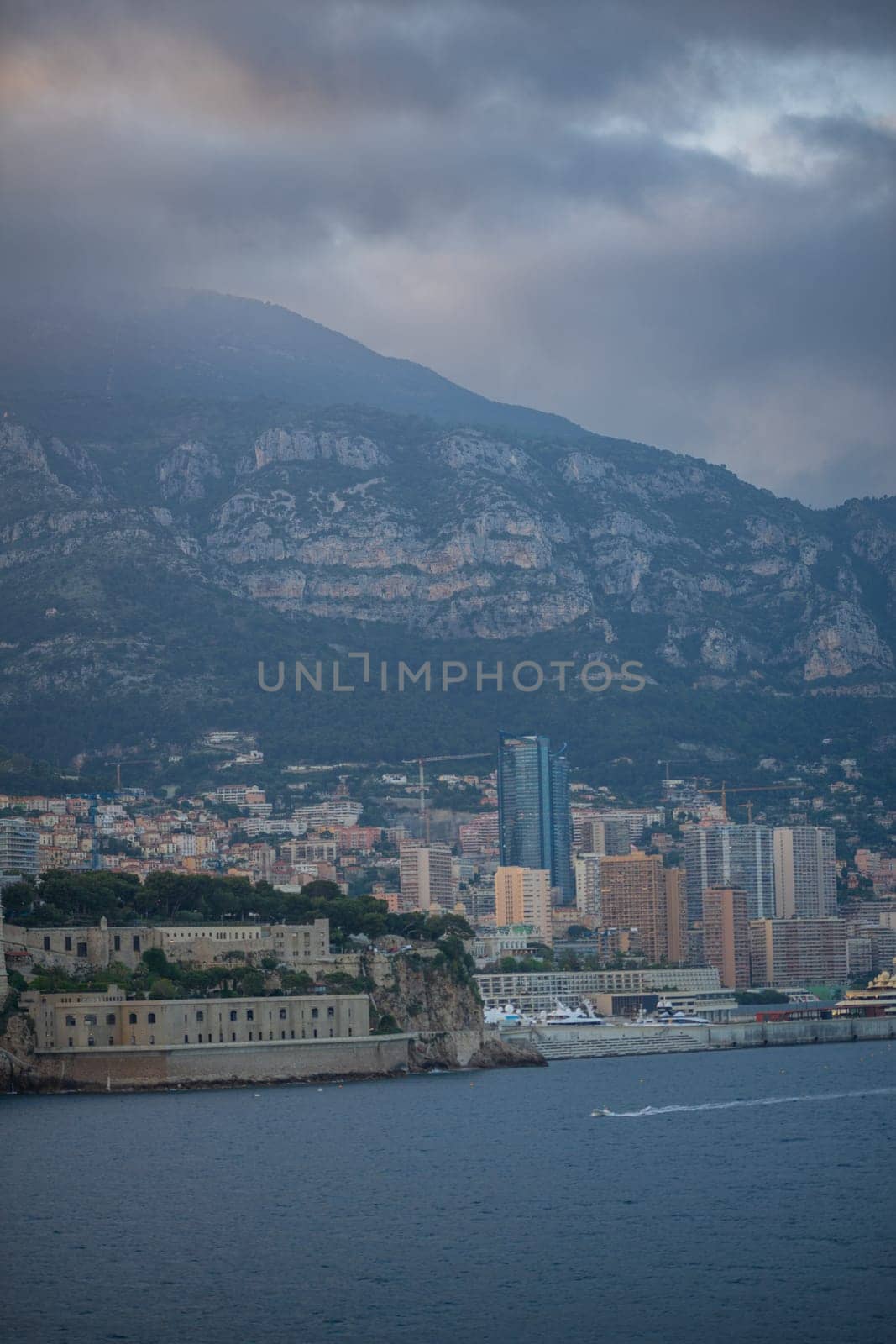 Panoramic view of Monte Carlo marina and cityscape by vladispas