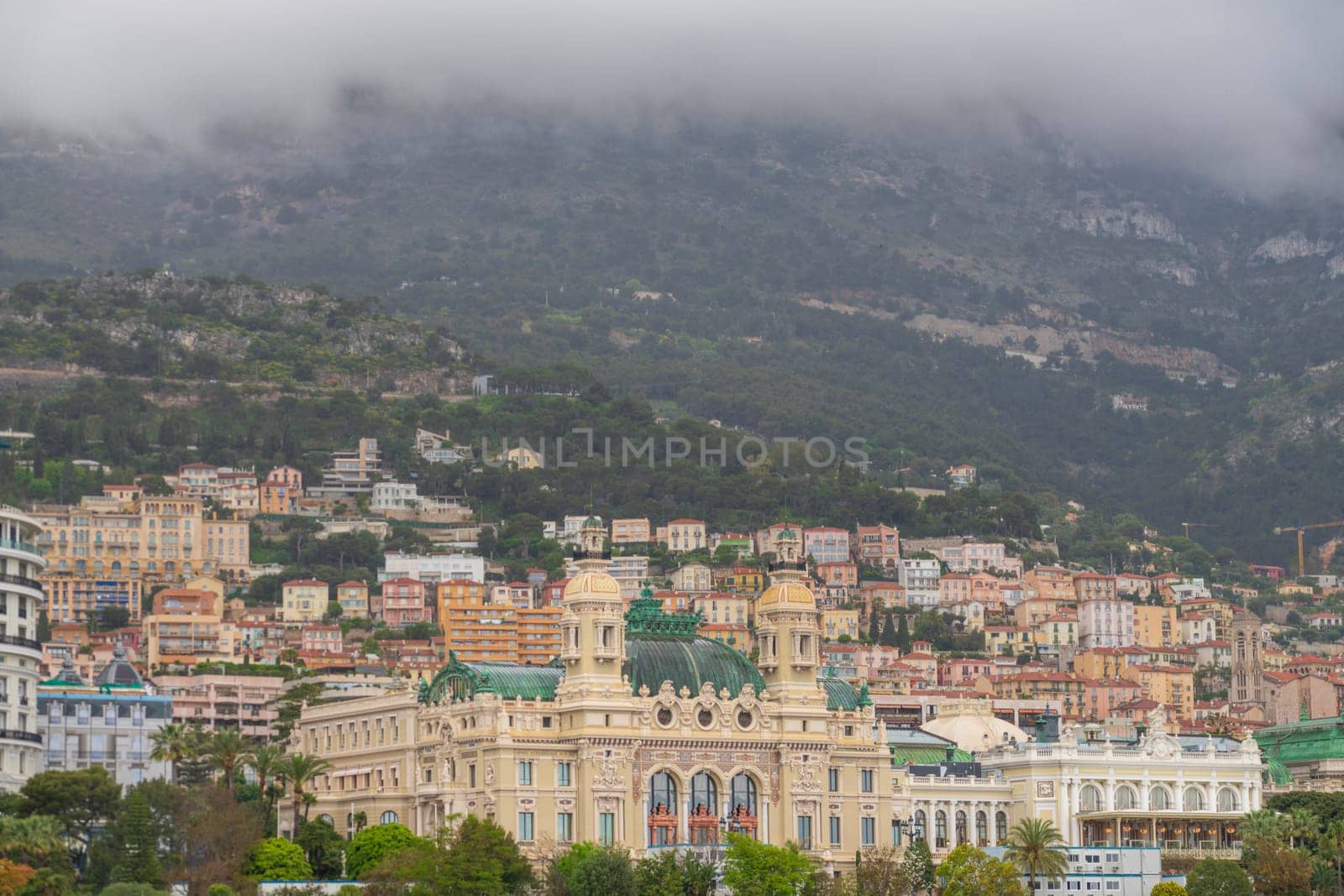 Panoramic view of Monte Carlo marina and cityscape by vladispas