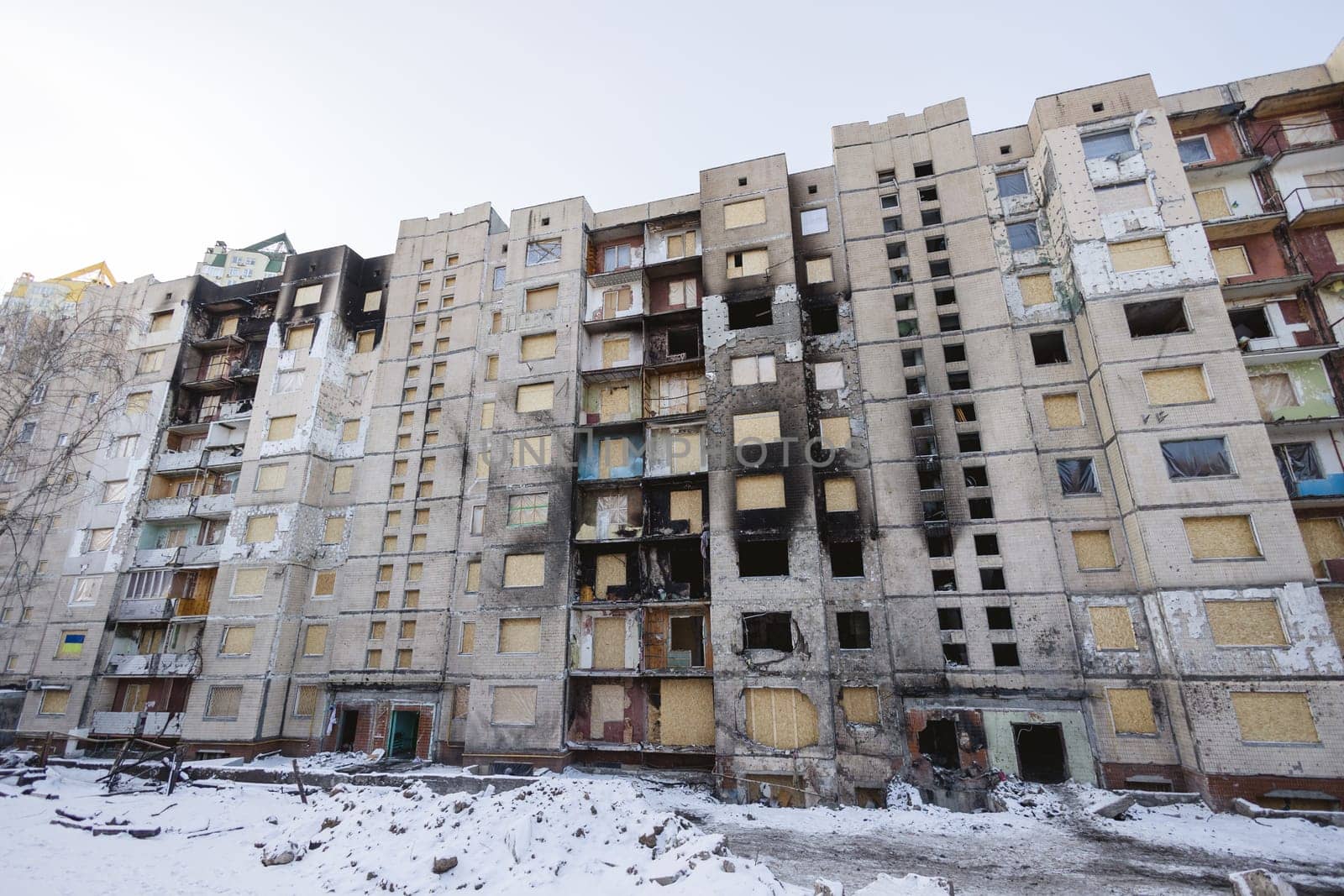 An residential building shelled by the Russian army. Kyiv, Ukraine. - 3 January, 2024. by sarymsakov