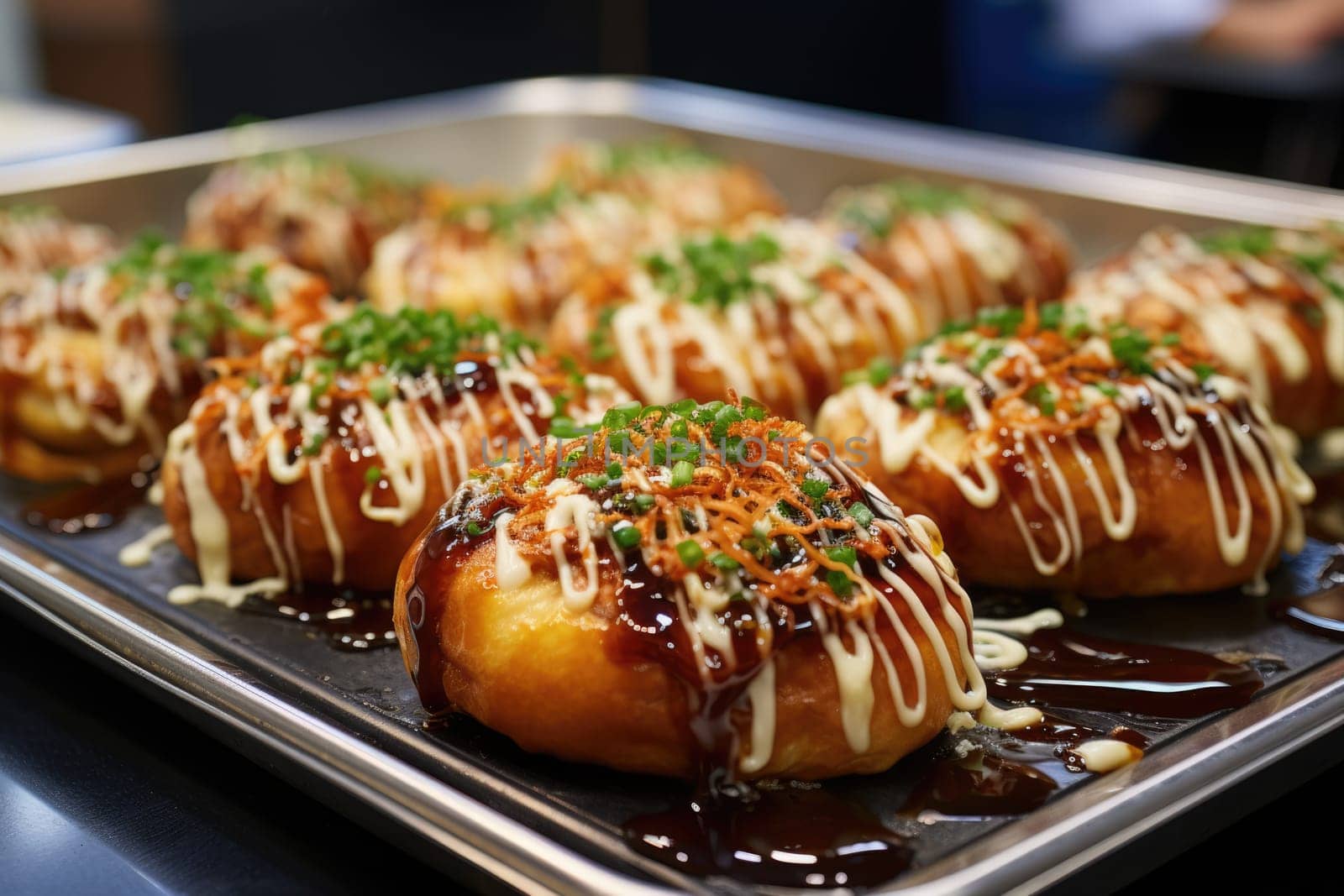 Takoyaki, a popular Japanese snack. ai generated