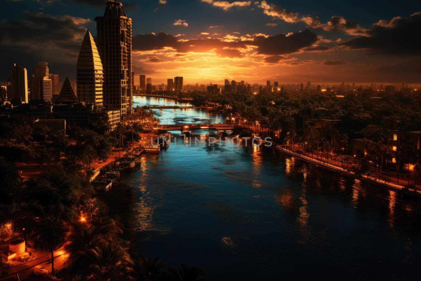 beautiful city in Egypt in sunset. ai generated